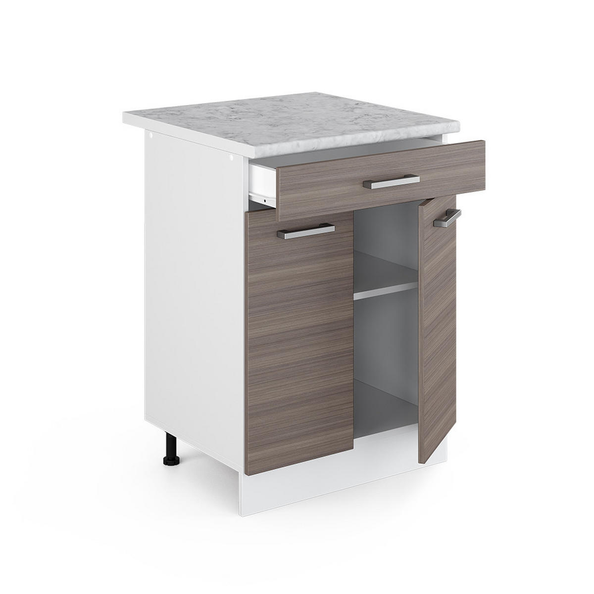 UNTERSCHRANK R-Line Grau 60 cm mit Schubladen - Weiß/Grau, Holzwerkstoff (60/81.6/60cm) - Vicco