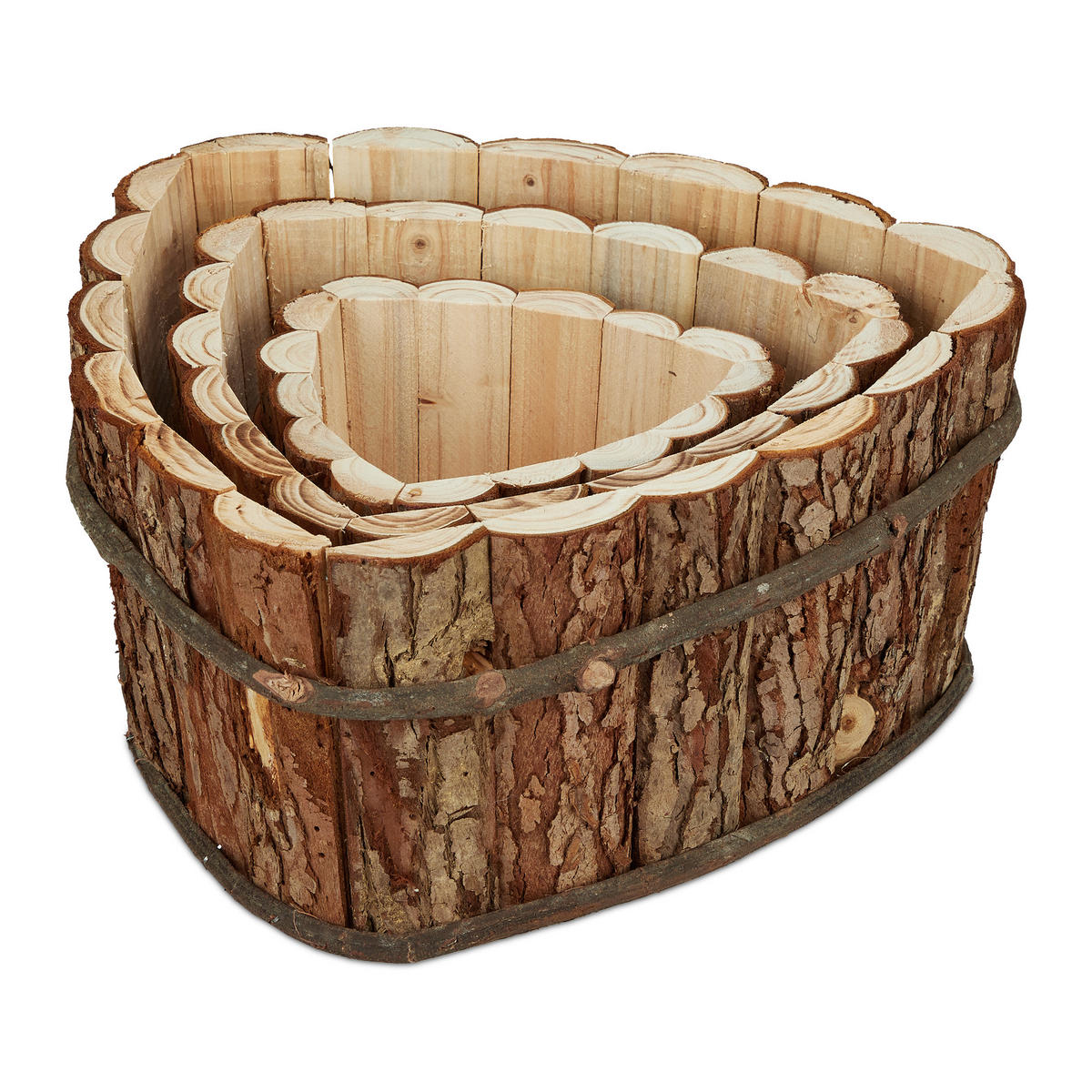 3XBLUMENKASTEN - Braun, Holz (29/14/29cm) - Relaxdays