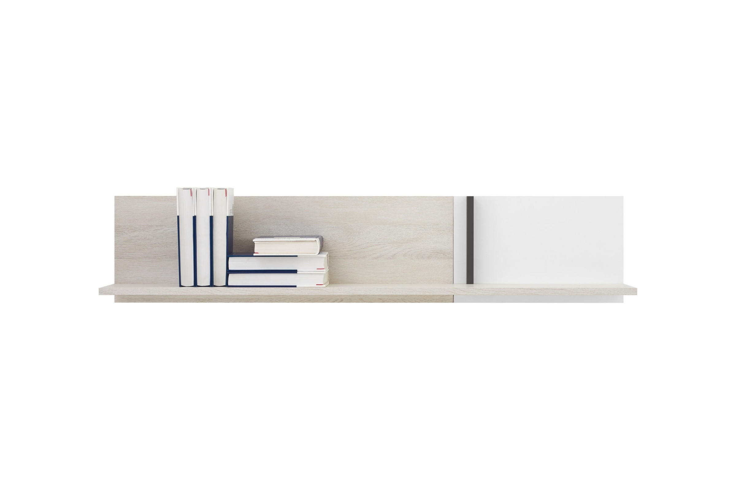 KINDER-WANDREGAL REMI 13 120 cm breit in Eichenweiß / Weiß Matt / Anthrazit - Eichefarben/Anthrazit, Holzwerkstoff (120/25/25cm) - Deine Möbel 24
