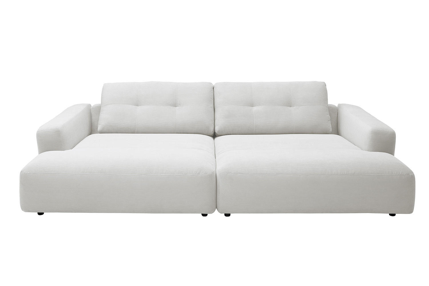 BIG SOFA MIKA Weiß Cord - Schwarz/Weiß, Kunststoff/Textil (300/86/167cm) - KAWOLA