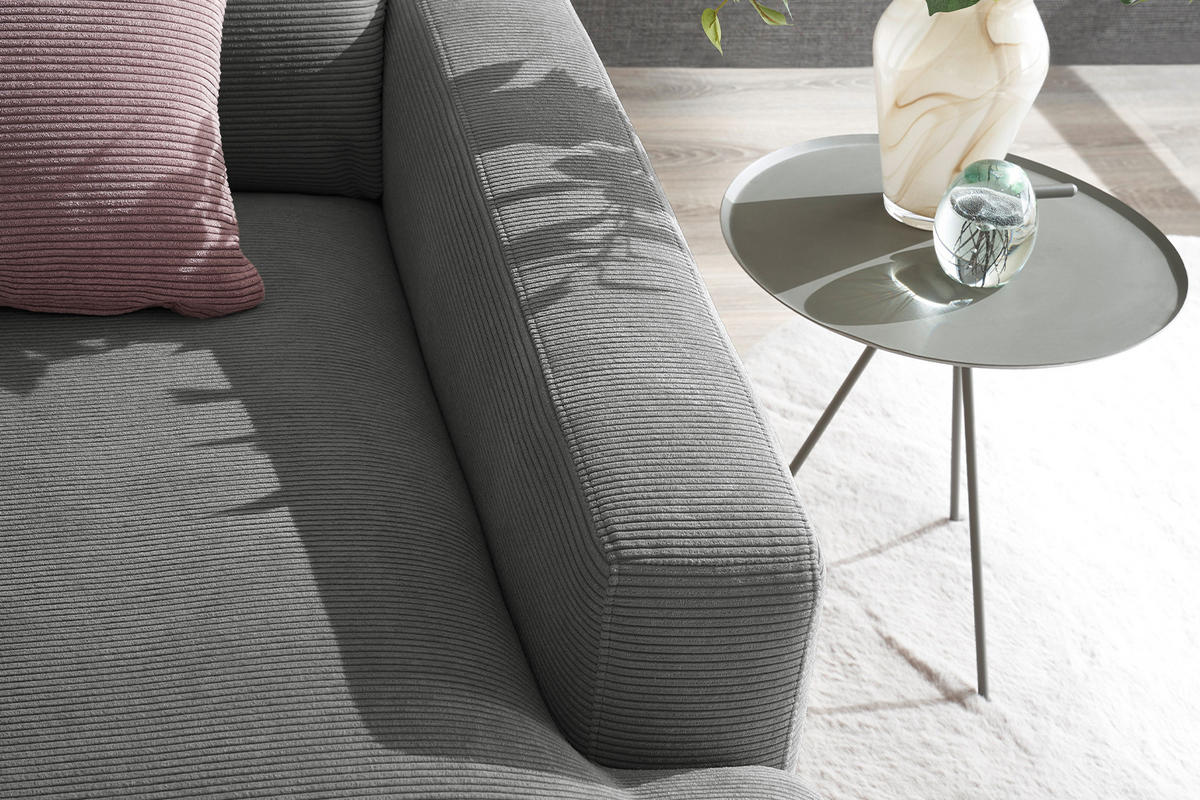 LONGSEAT CARA Anthrazit Cord - Anthrazit/Schwarz, Textil/Metall (132/84/170cm) - KAWOLA