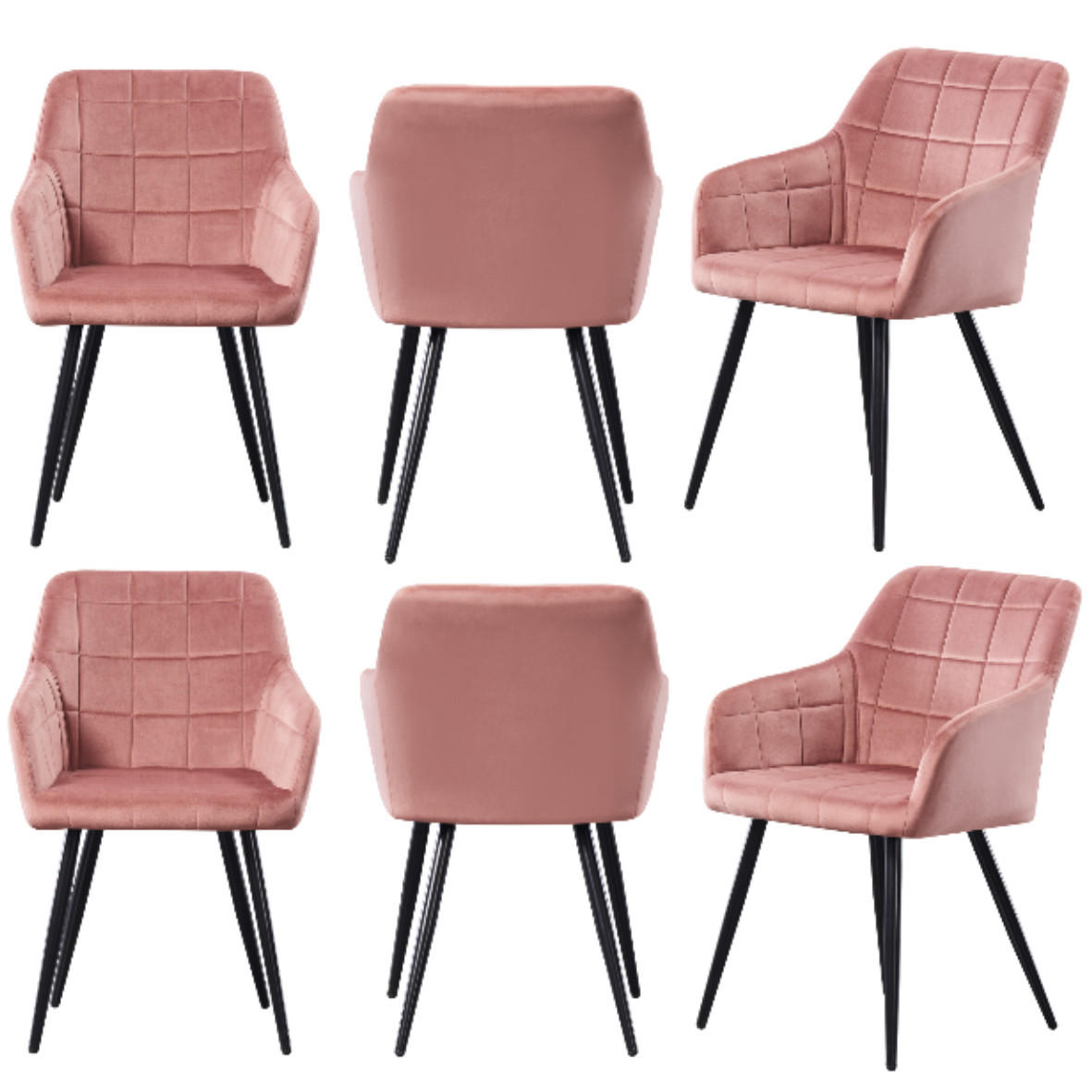 ESSZIMMERSTUHL Samt 6-teilig Rosa - Pink, Metall (55/82/59cm) - Life Interiors