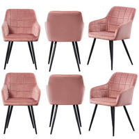 ESSZIMMERSTUHL Samt 6-teilig Rosa - Pink, Metall (55/82/59cm) - Life Interiors