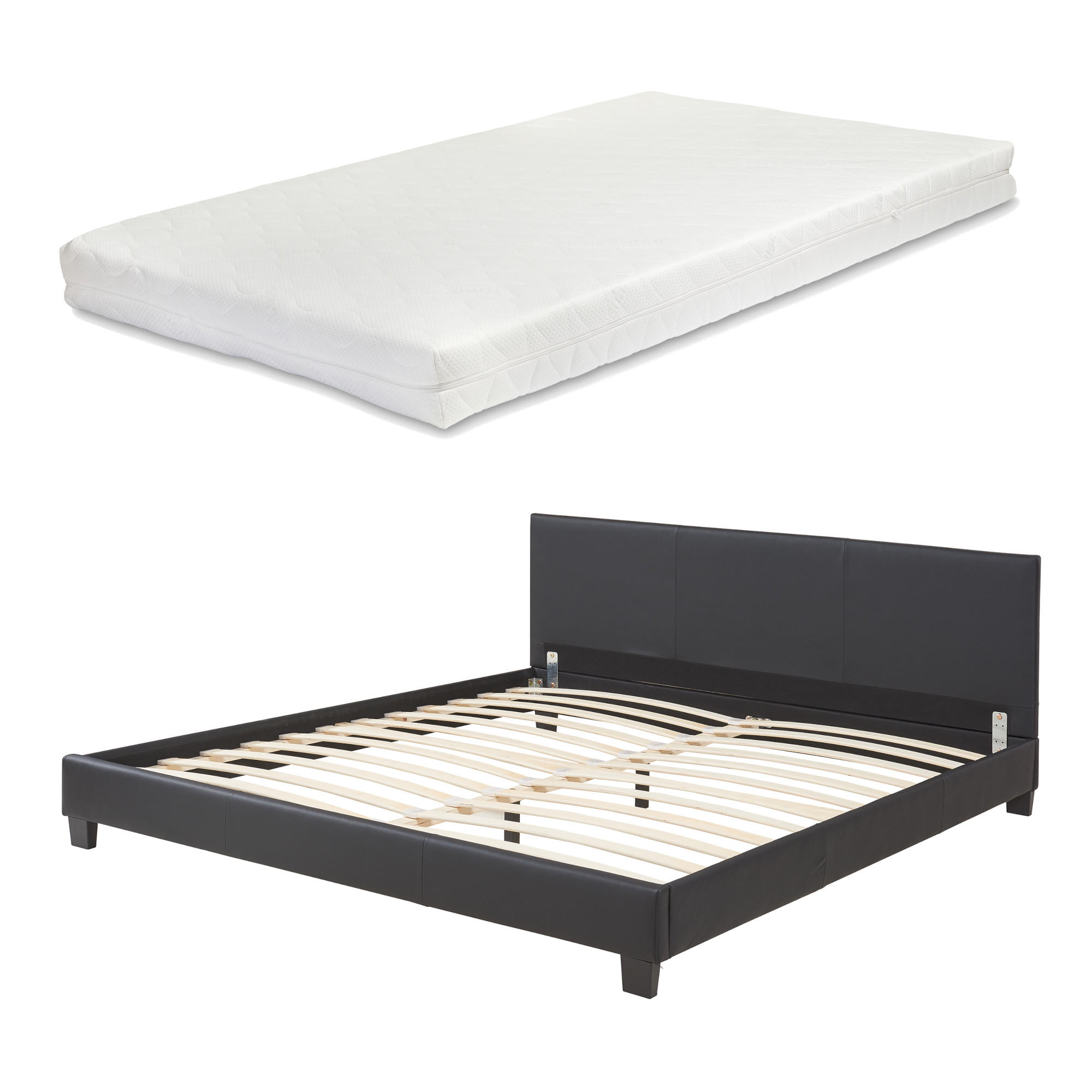 POLSTERBETT Albacete mit Matratze - Schwarz, Textil (180/200cm) - Corium
