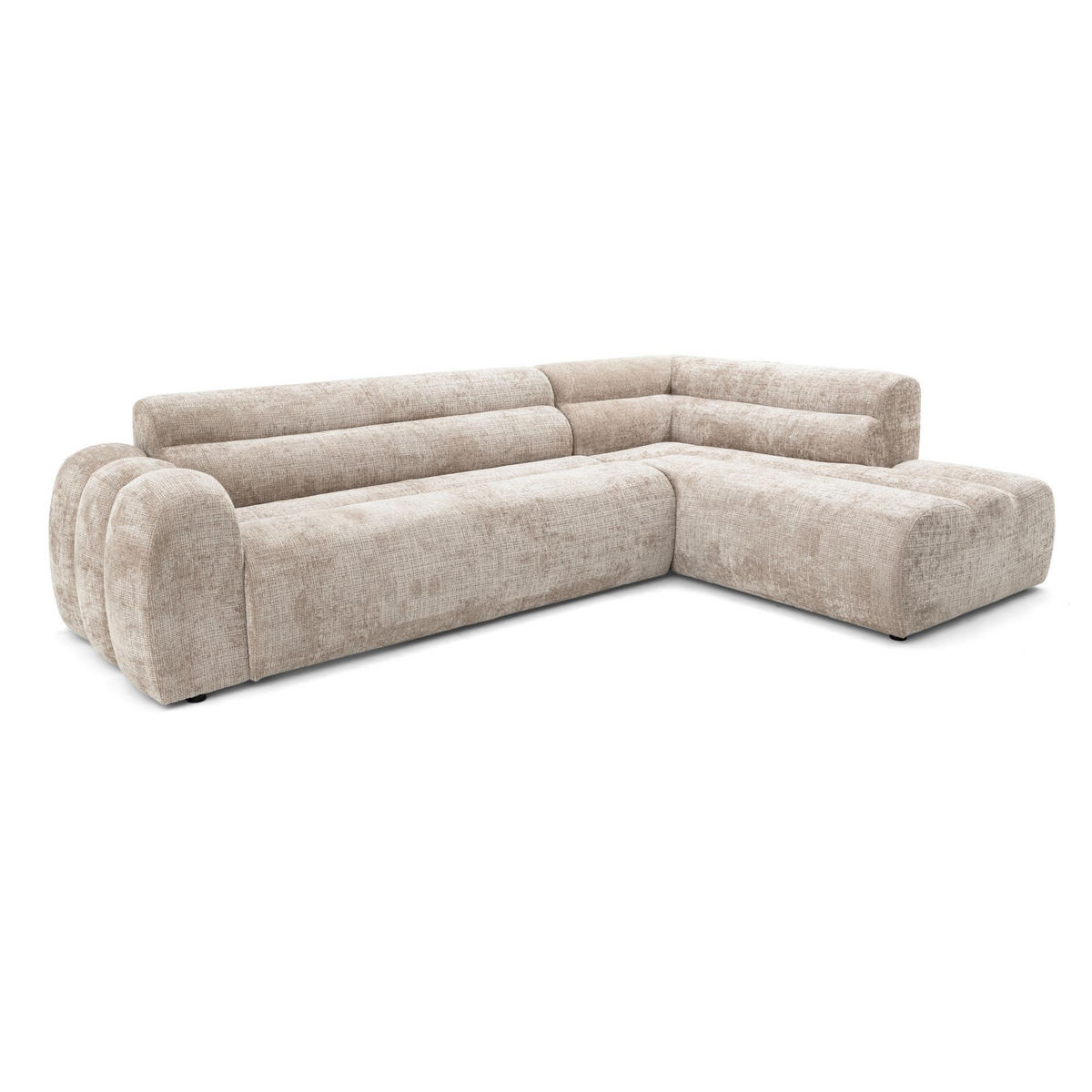 4-SITZER modulares Ecksofa VEER L Rechts, 283 x 190 cm, Chenille Webstoff Beige - Beige/Schwarz, Holz/Kunststoff (190/283cm) - Muffo