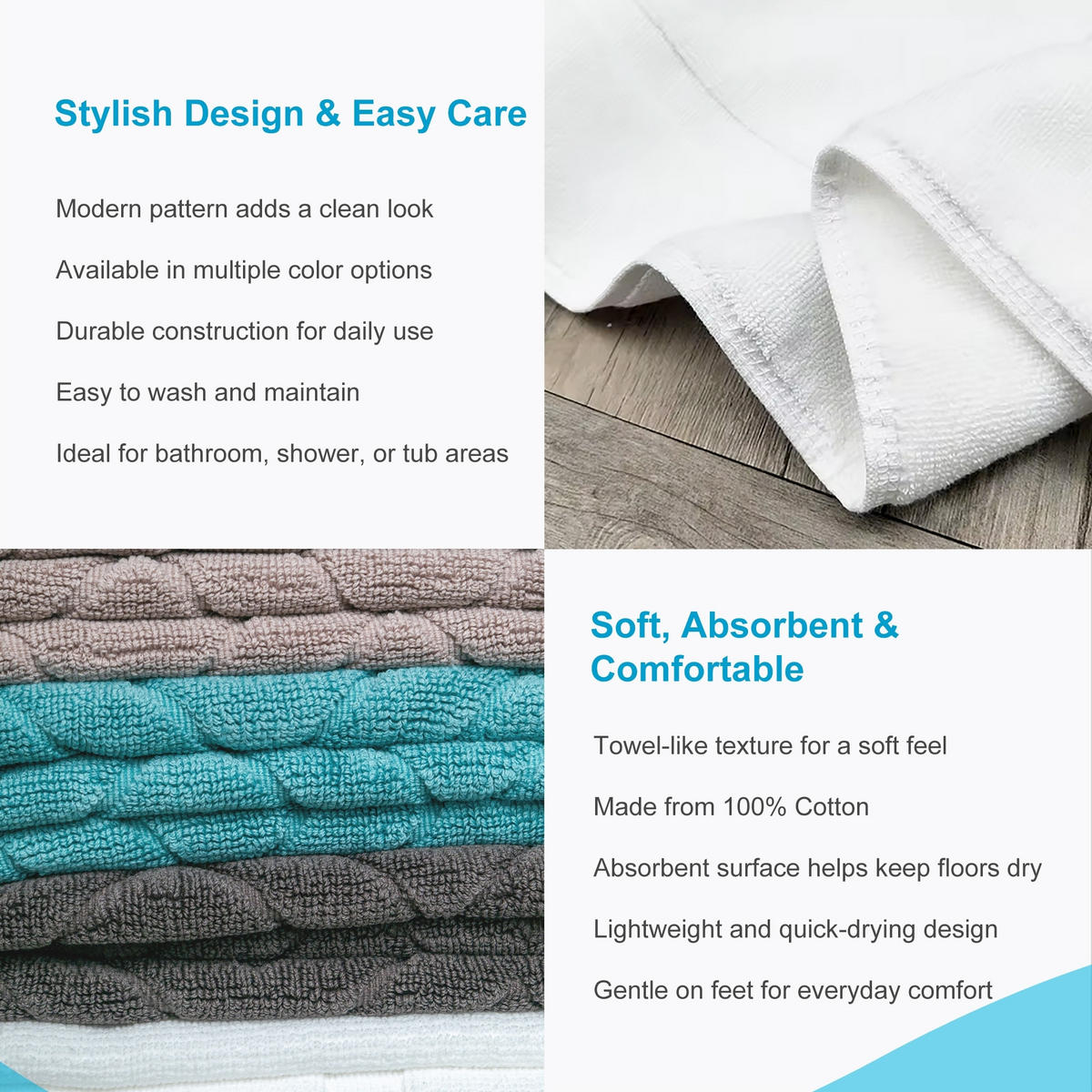 BADEMATTE rutschfest mit Memory-Schaum (Weiß) - Weiß, Textil (50/80cm) - Intirilife