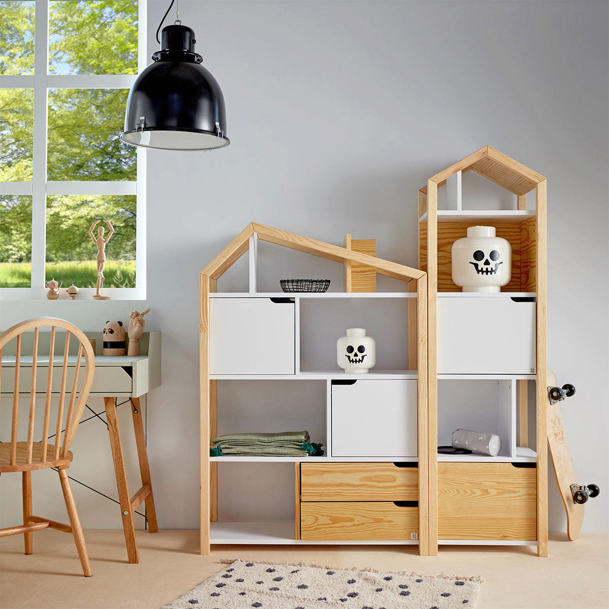 REGÁL NA KNIHY Drevo a biela farba - biela, kompozitné drevo (46/160/37cm) - Petits-meubles
