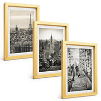 BILDER SET 3er Set - 20x30 cm Goldrahmen - Aussicht Paris New York Treppen - Goldfarben, Kunststoff (20/30cm) - TULUP