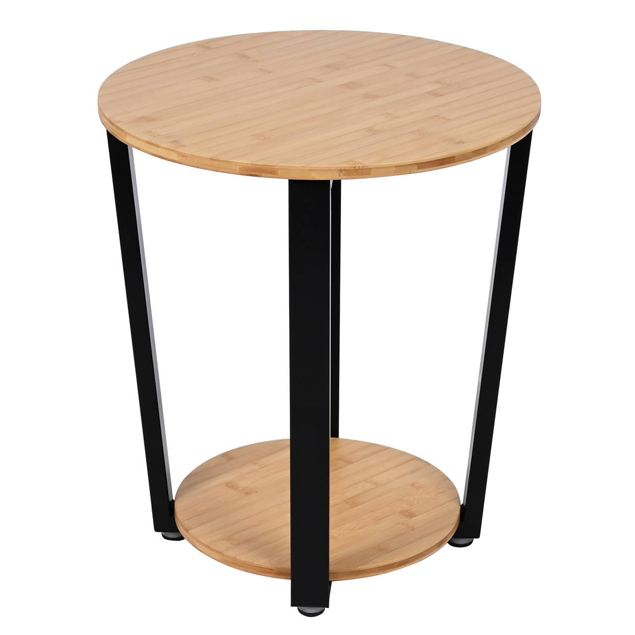 COUCHTISCH Holzoptik Metall Eichefarben Schwarz rund klein 46x52 cm - Eichefarben/Schwarz, Holzwerkstoff/Metall (46/46/52cm) - Begryf