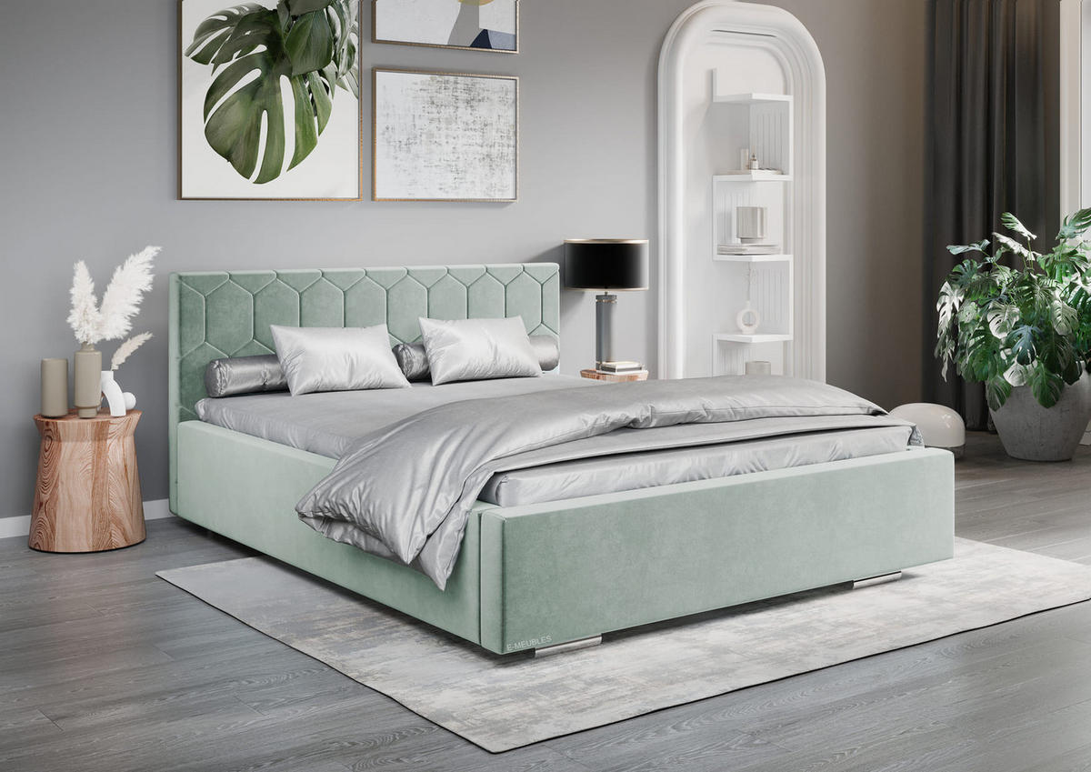 POLSTERBETT Bett 02 - 160x200 - Mint - Mintgrün, Holz/Textil (160/200cm) - Möblo