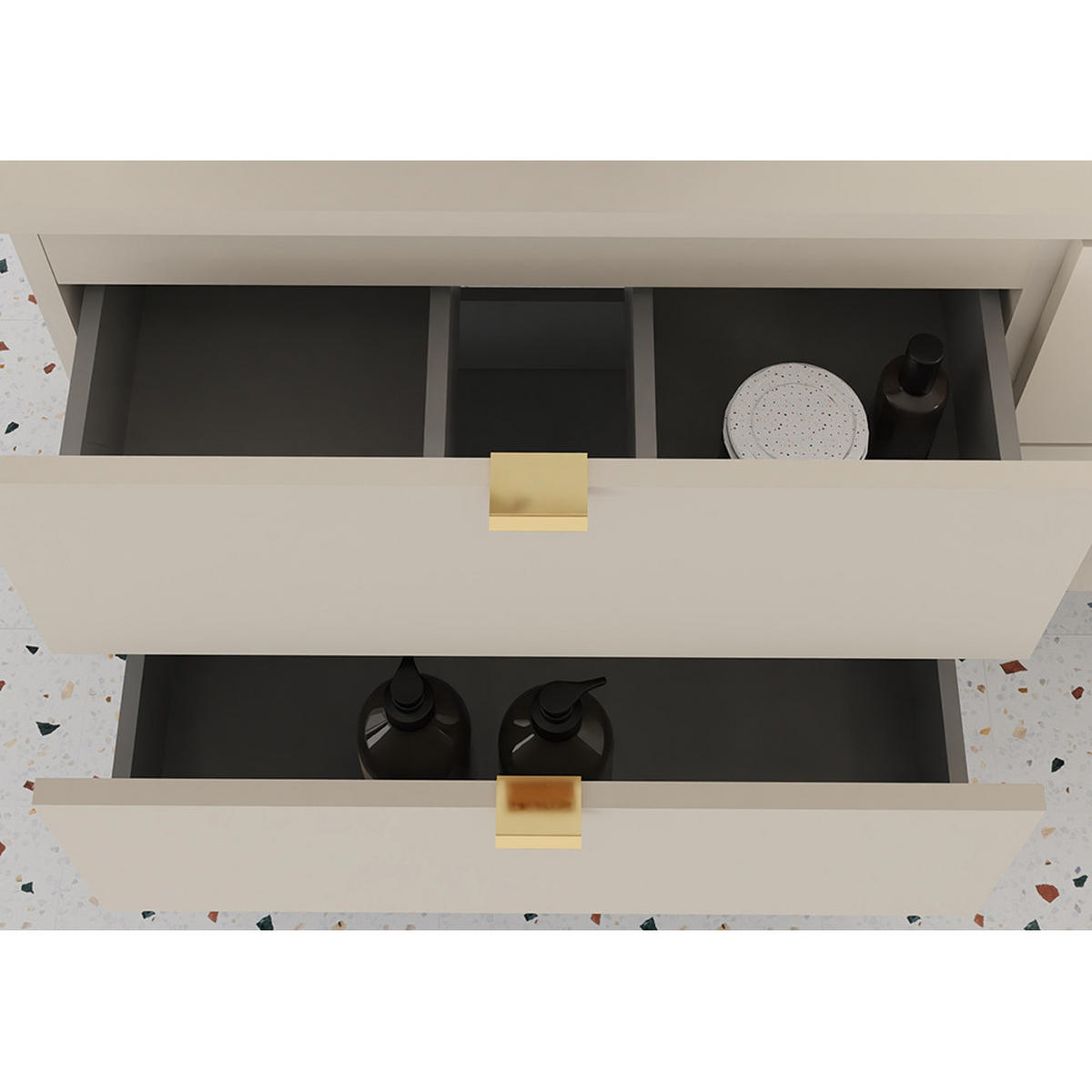 BADMÖBEL-SET 2-TLG. Durango-56 - Beige, Holzwerkstoff (140/190/47cm) - Lomado