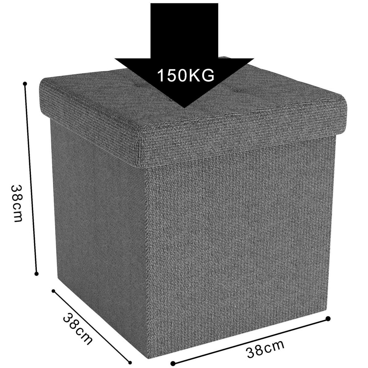 SITZHOCKER Faltbar mit Stauraum 38/38/38 cm (Grau) - Grau, Textil (38/38/38cm) - Intirilife