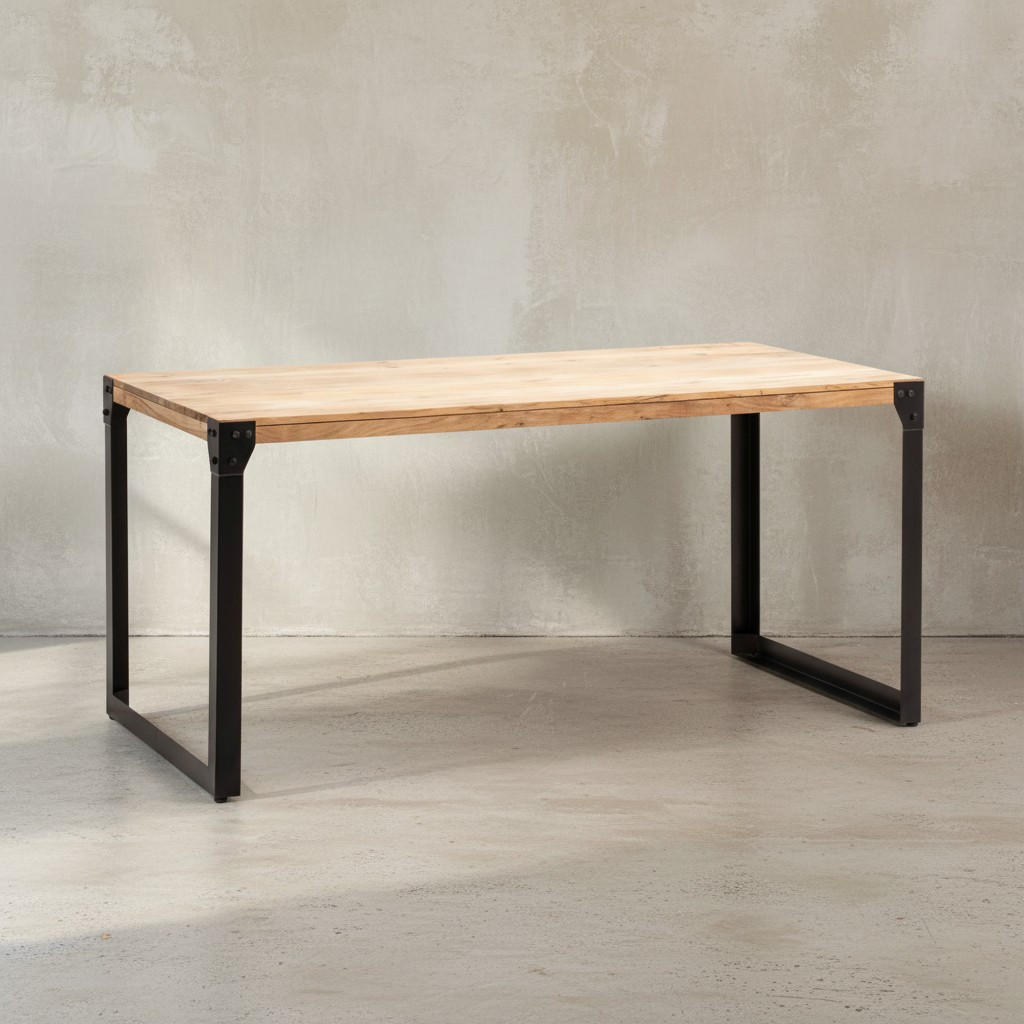 ESSTISCH Massivholz Metall Rechteckig Industrial, Akazie 180x90x76 cm - Schwarz/Akaziefarben, Holz/Metall (90/180/76cm) - KADIMA DESIGN