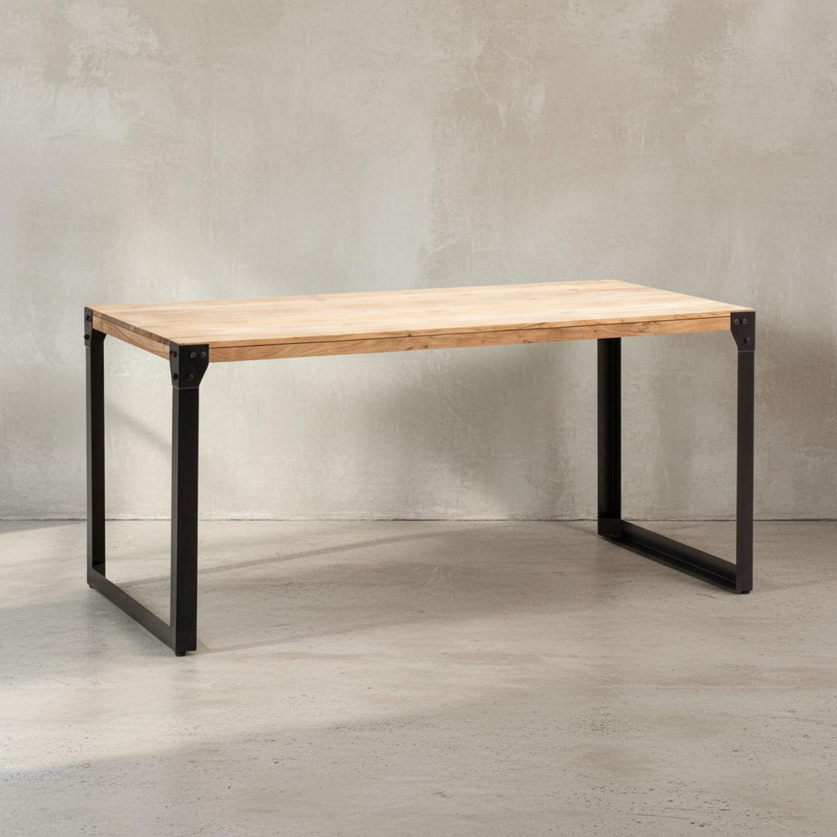 ESSTISCH Massivholz Metall Rechteckig Industrial, Akazie 180x90x76 cm - Schwarz/Akaziefarben, Holz/Metall (90/180/76cm) - KADIMA DESIGN