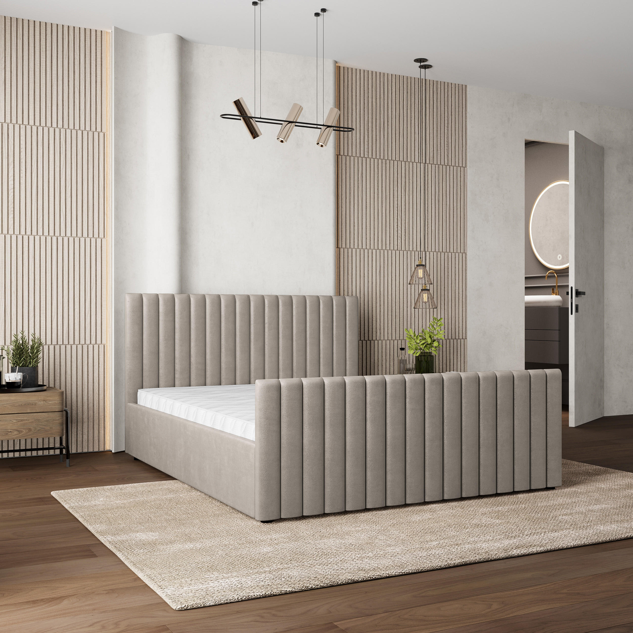 POLSTERBETT CANOVA 160x200 cm mit Bettkästen - Beige - Beige, Holz (160/200cm) - MASSENO