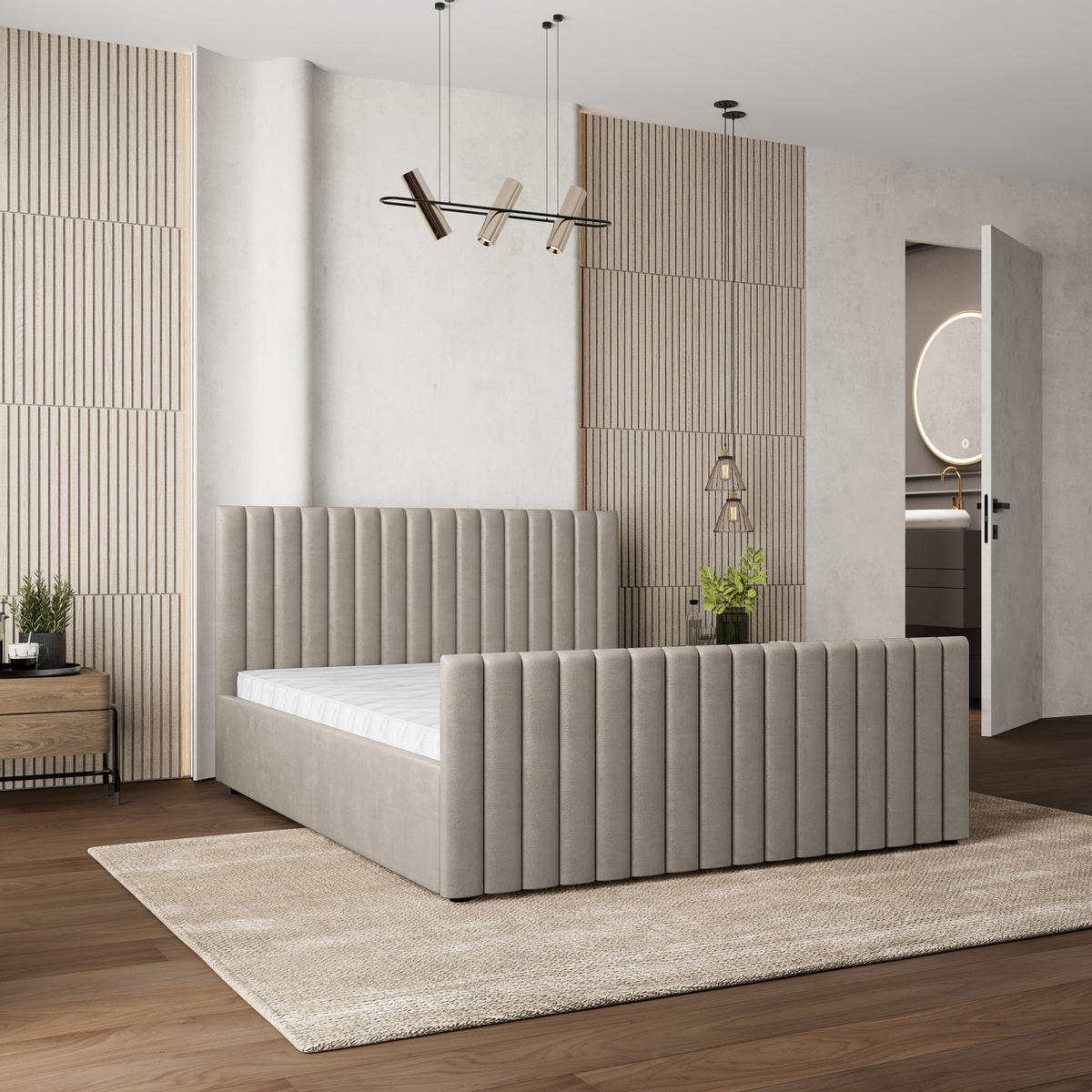 POLSTERBETT CANOVA 180x200 cm mit Bettkästen - Beige - Beige, Holz (180/200cm) - MASSENO