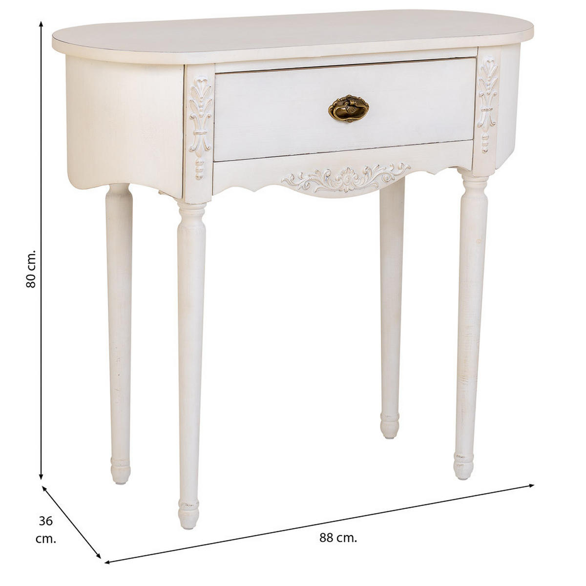 KONSOLENTISCH aus Holz, weiß, 88x36x80cm - Weiß, Holz (38/90/82cm) - Wanderlust