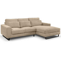 SOFA beige Cord 276 cm, Ecksofa 4-Sitzer, L-Sofa Ottomane rechts - Beige/Schwarz, Holz/Textil (276/183cm) - Inn.Furn