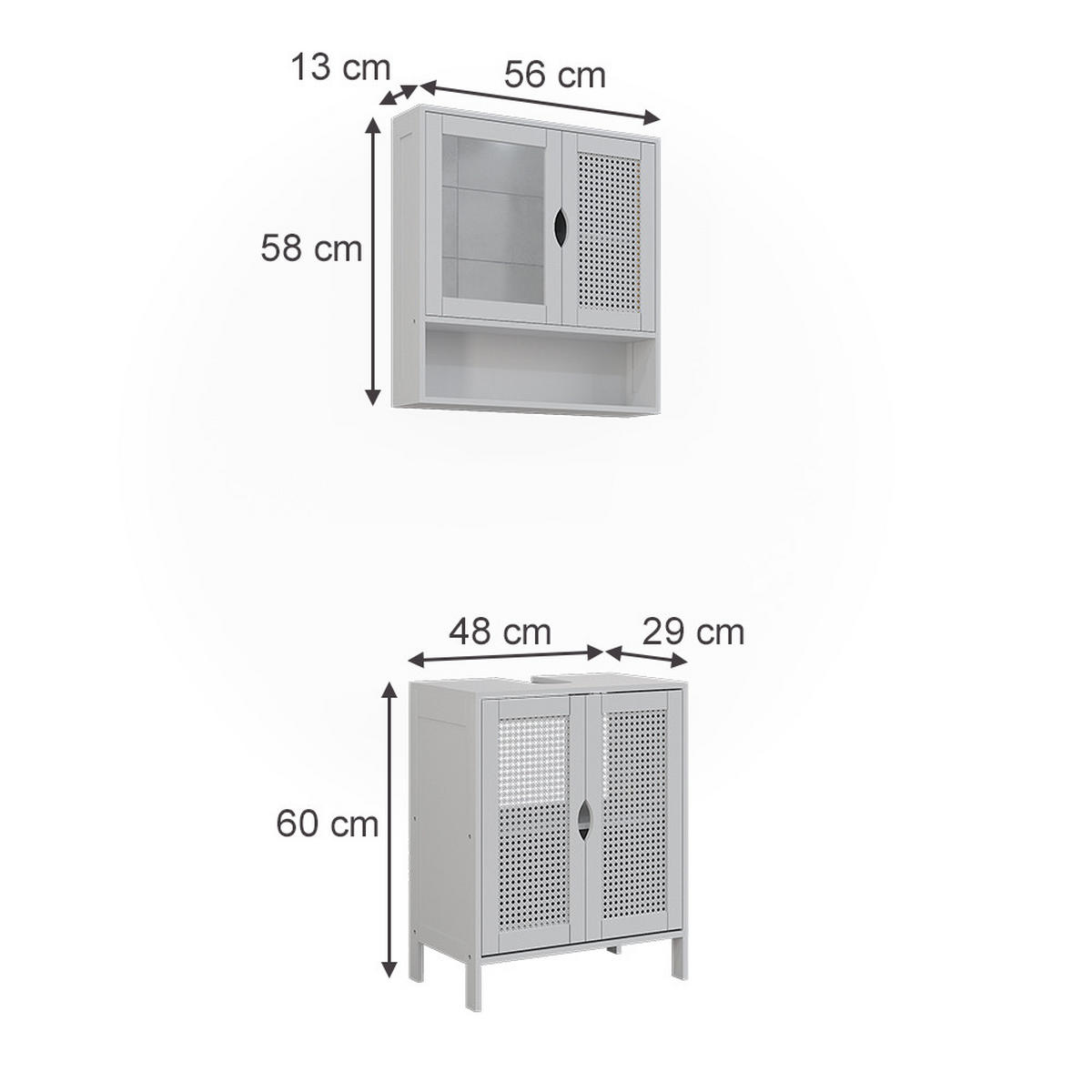 BADMÖBEL-SET Liora, Weiß, 2 Teile - Weiß, Holzwerkstoff (48/60/29cm) - Vicco