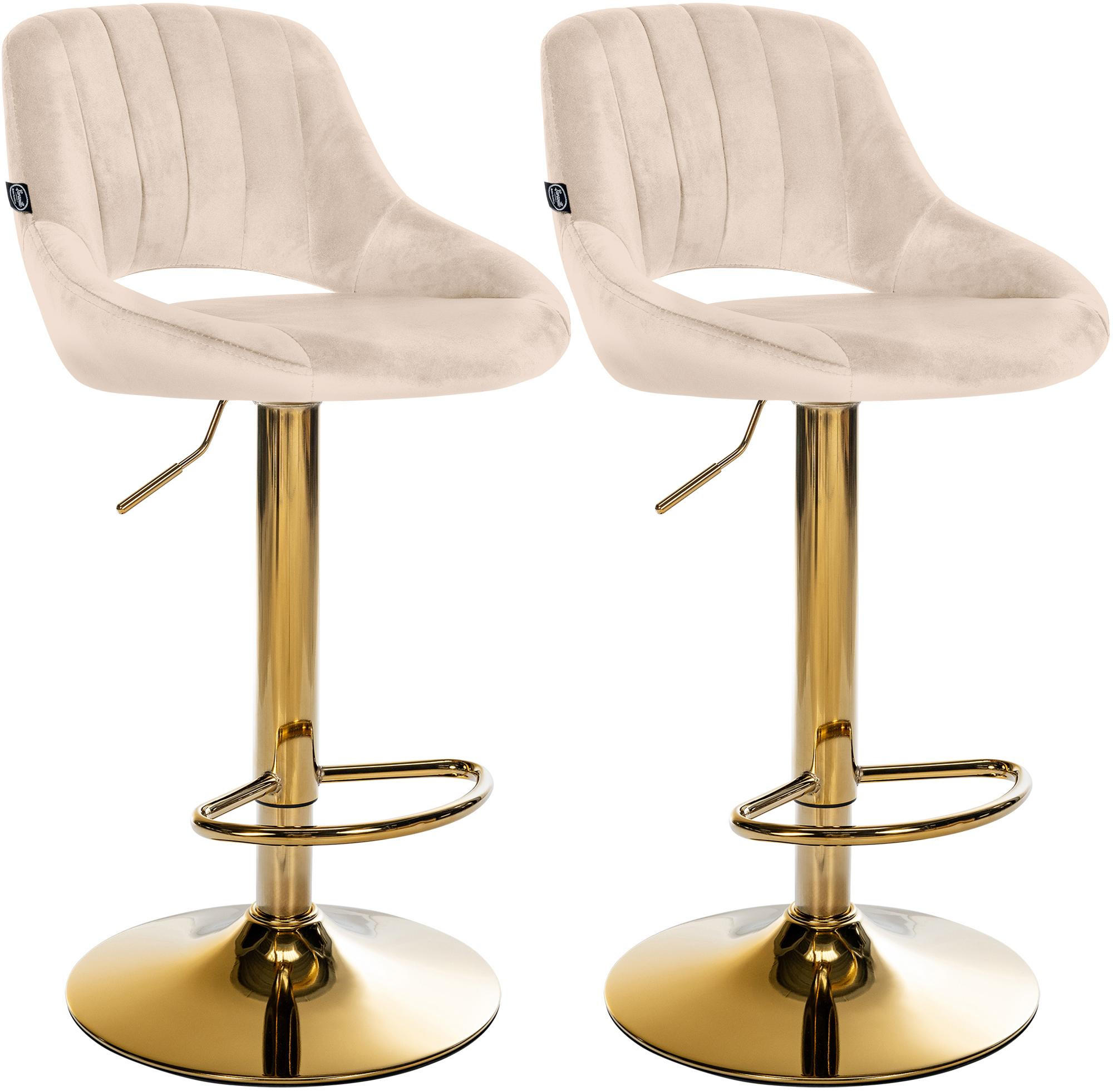 BARHOCKER 2 Samt Creme - Creme, Textil (47/85/48cm) - CLP