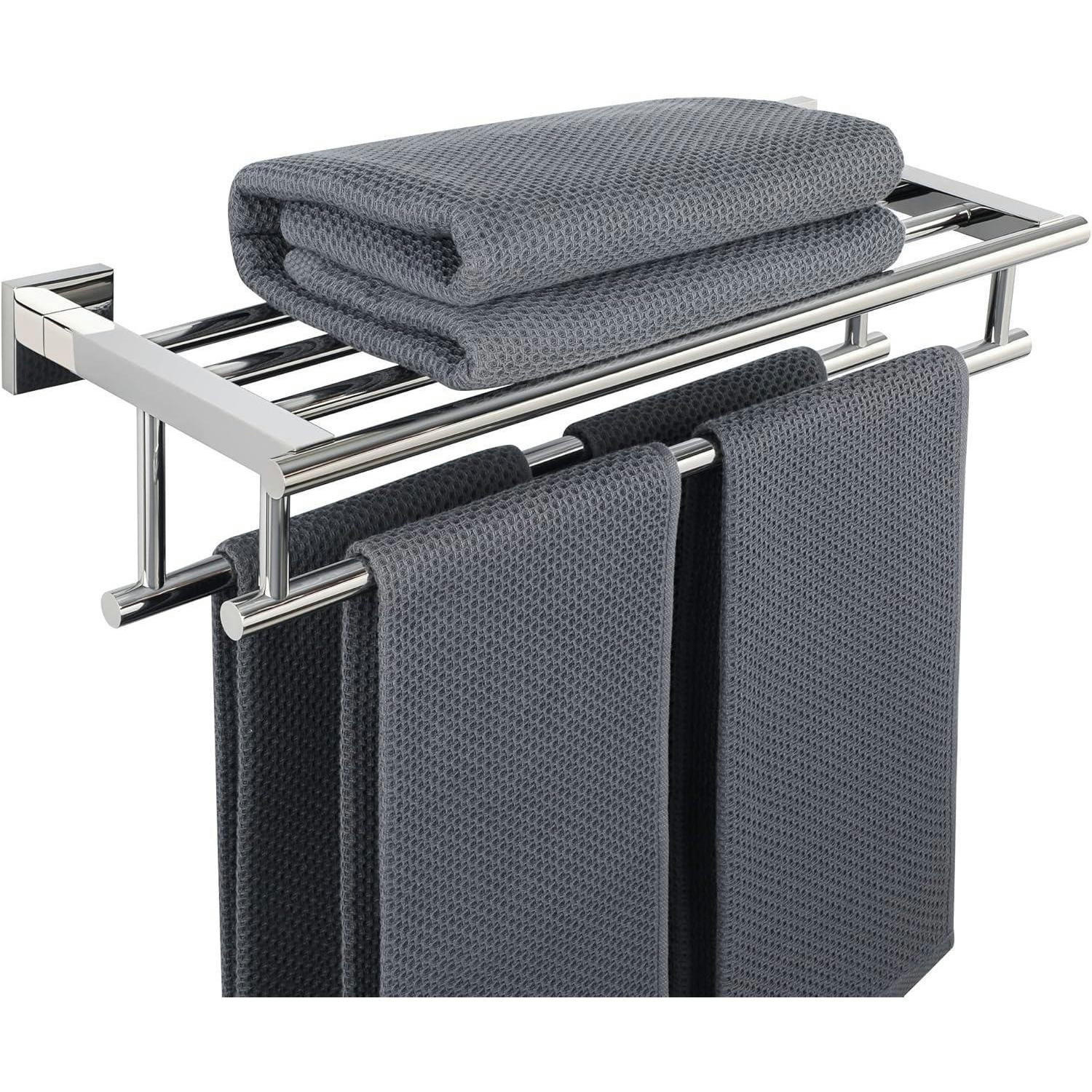 HANDTUCHHALTER mit Ablage 50 cm poliert Edelstahl - Grau, Metall (20/13/50cm)