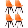 STUHL 4er Set Lederlook orange - Walnussfarben/Orange, Holz/Textil (48/84/55cm) - CLP