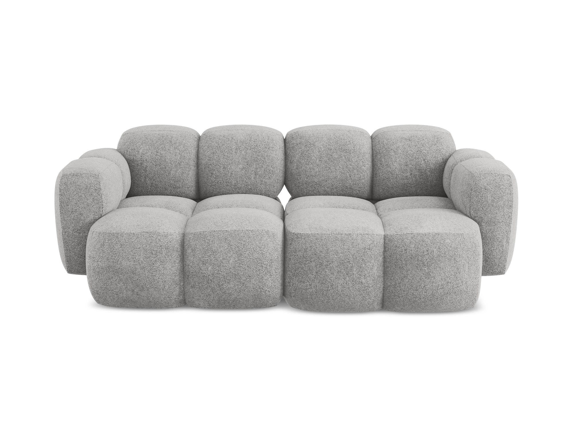 2-SITZER SOFA Chenille Stoff Grau - Hellgrau/Schwarz, Holzwerkstoff/Kunststoff (210/72/115cm) - Makamii