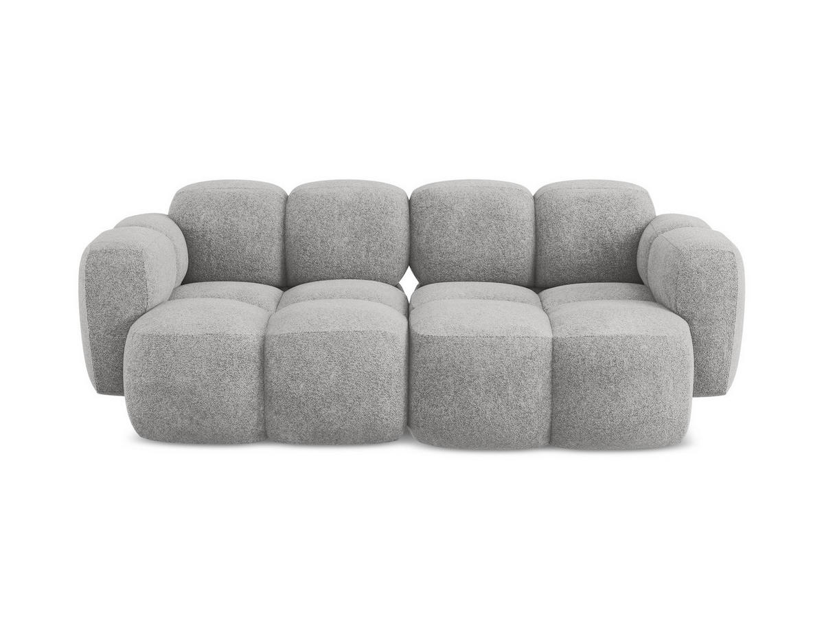 2-SITZER SOFA Chenille Stoff Grau - Hellgrau/Schwarz, Holzwerkstoff/Kunststoff (210/72/115cm) - Makamii