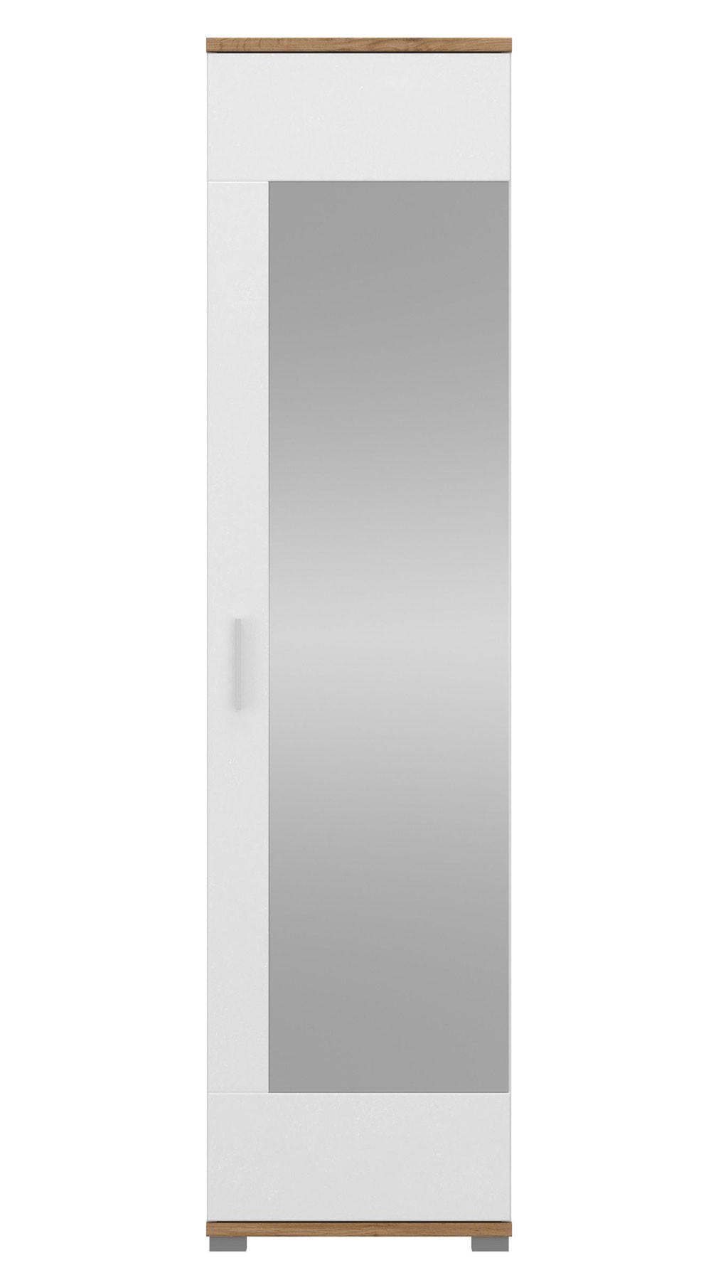 GARDEROBENSCHRANK Hola Wotan Eiche / weiß 50 / 33,5 / 198,5cm - Eichefarben/Silberfarben, Holz/Holzwerkstoff (50/198.5/33.5cm) - Feldmann-Wohnen
