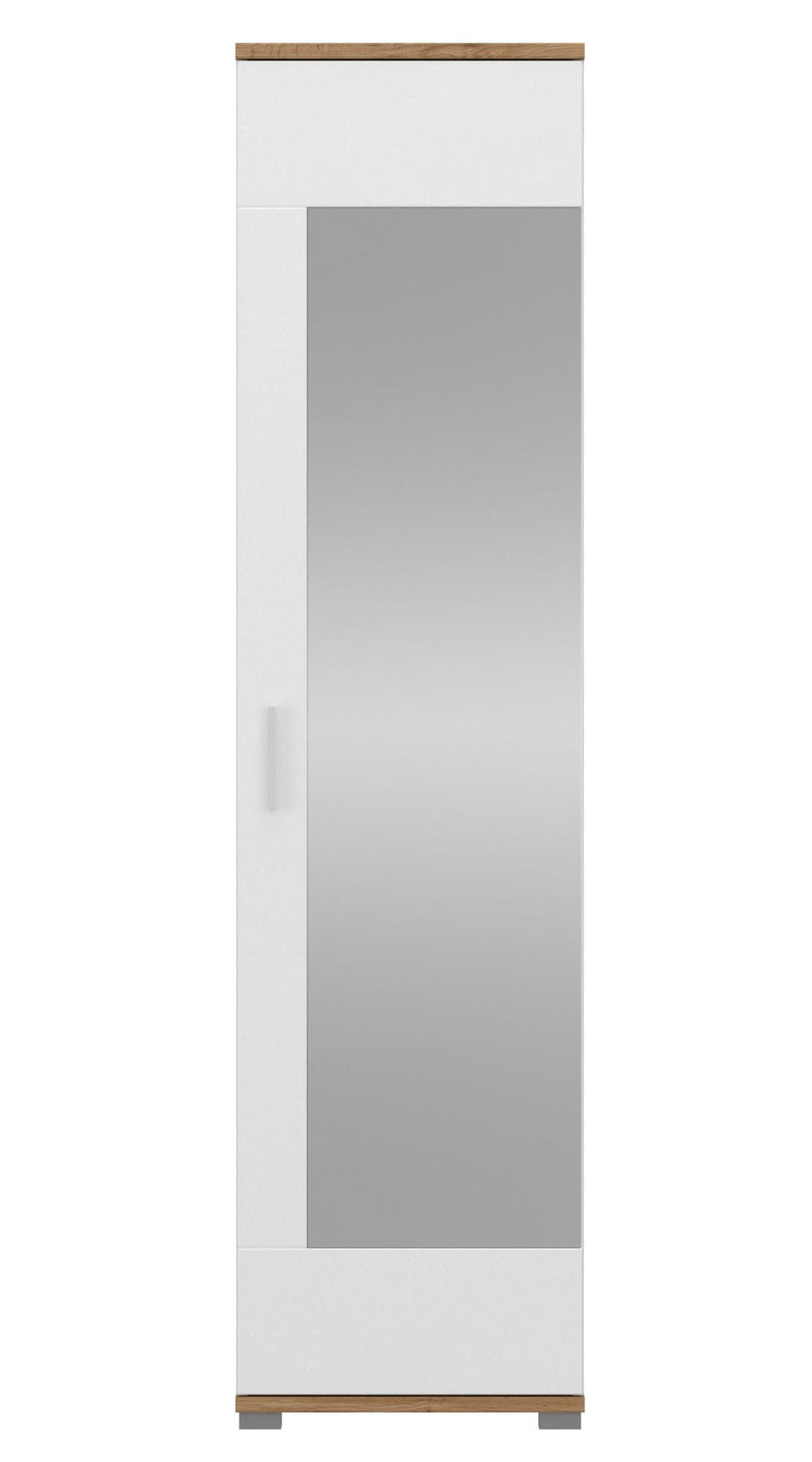 GARDEROBENSCHRANK Hola Wotan Eiche / weiß 50 / 33,5 / 198,5cm - Eichefarben/Silberfarben, Holz/Holzwerkstoff (50/198.5/33.5cm) - Feldmann-Wohnen