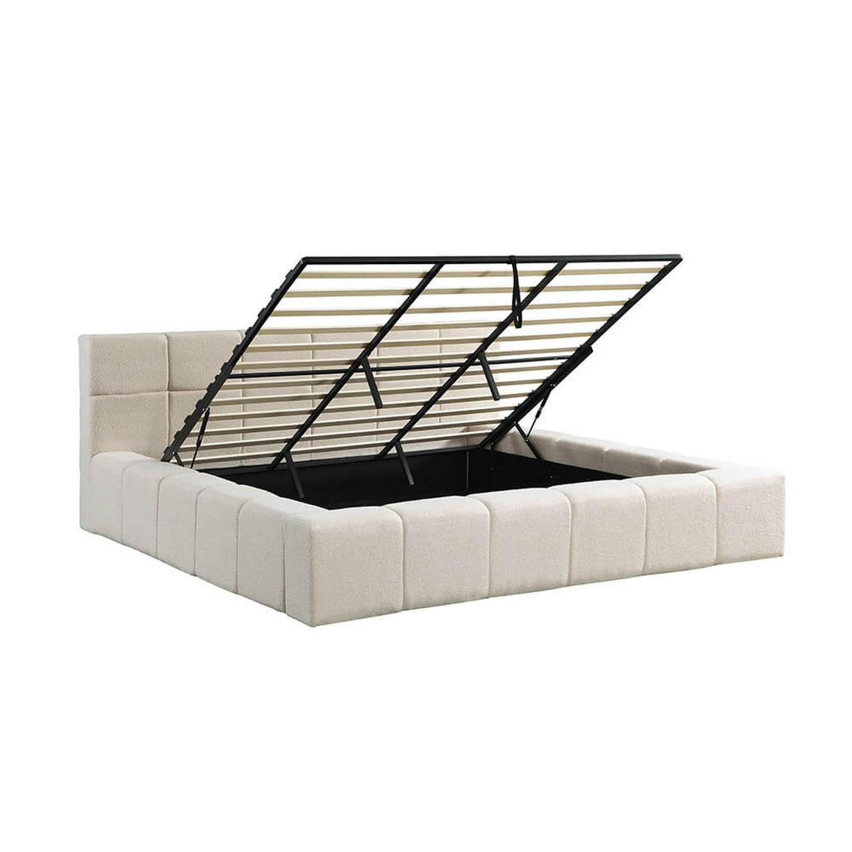 LED BETT GALA - Beige, ohne Matratze - Beige, Kunststoff - Home Deluxe