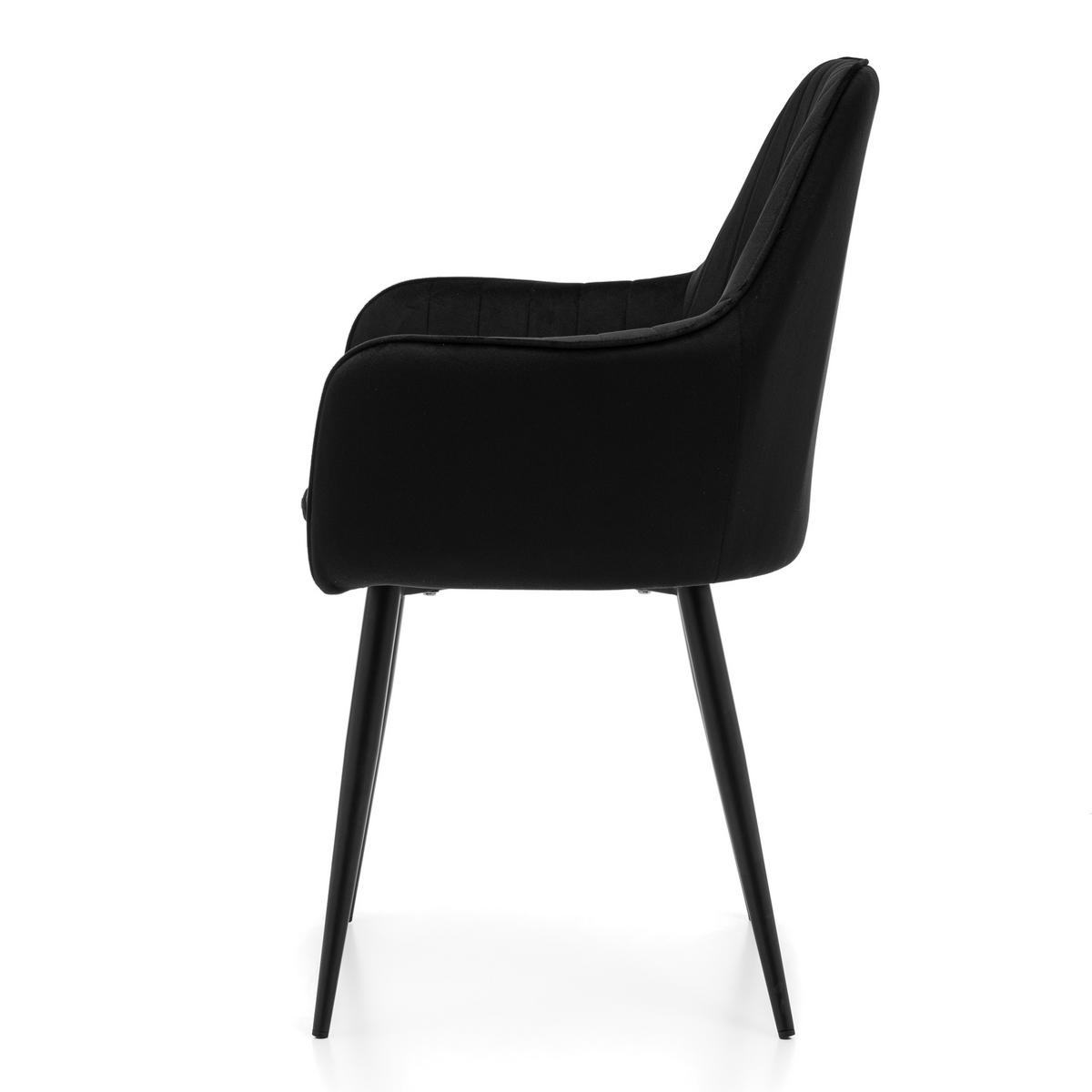 STUHL EMILIA gepolstert mit Steppung - schwarz - Samt Velours - Schwarz, Textil/Metall (58/90/58cm) - NEW HOME
