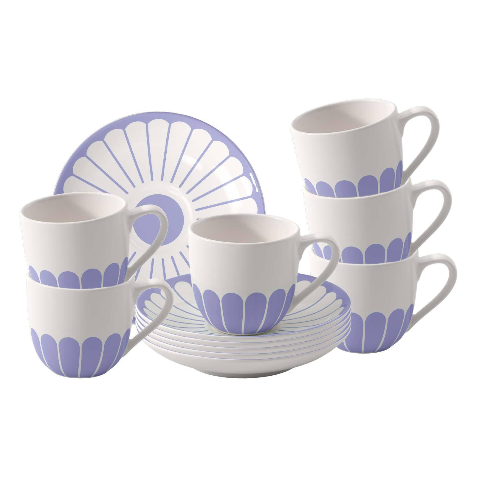 ESPRESSOTASSEN MIT UNTERTASSEN Fleur Couleur Bleu 70 ml 6er Set - Blau, Keramik (11.7/8/11.7cm) - Villeroy & Boch