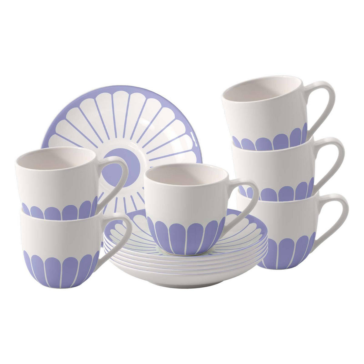ESPRESSOTASSEN MIT UNTERTASSEN Fleur Couleur Bleu 70 ml 6er Set - Blau, Keramik (11.7/8/11.7cm) - Villeroy & Boch