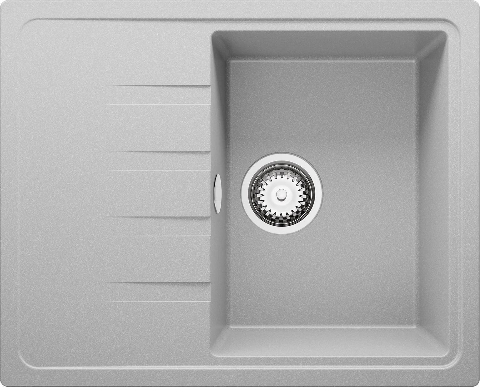 SPÜLBECKEN Mailand, 2-er set Grau 62/50 cm 1 Becken + Ablauf-Set ab 40er Unterschrank - Chromfarben/Grau, Kunststoff (62/19/50cm) - Primagran