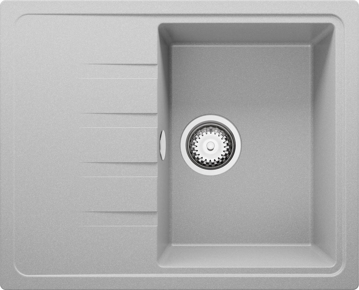 SPÜLBECKEN Mailand, 2-er set Grau 62/50 cm 1 Becken + Ablauf-Set ab 40er Unterschrank - Chromfarben/Grau, Kunststoff (62/19/50cm) - Primagran