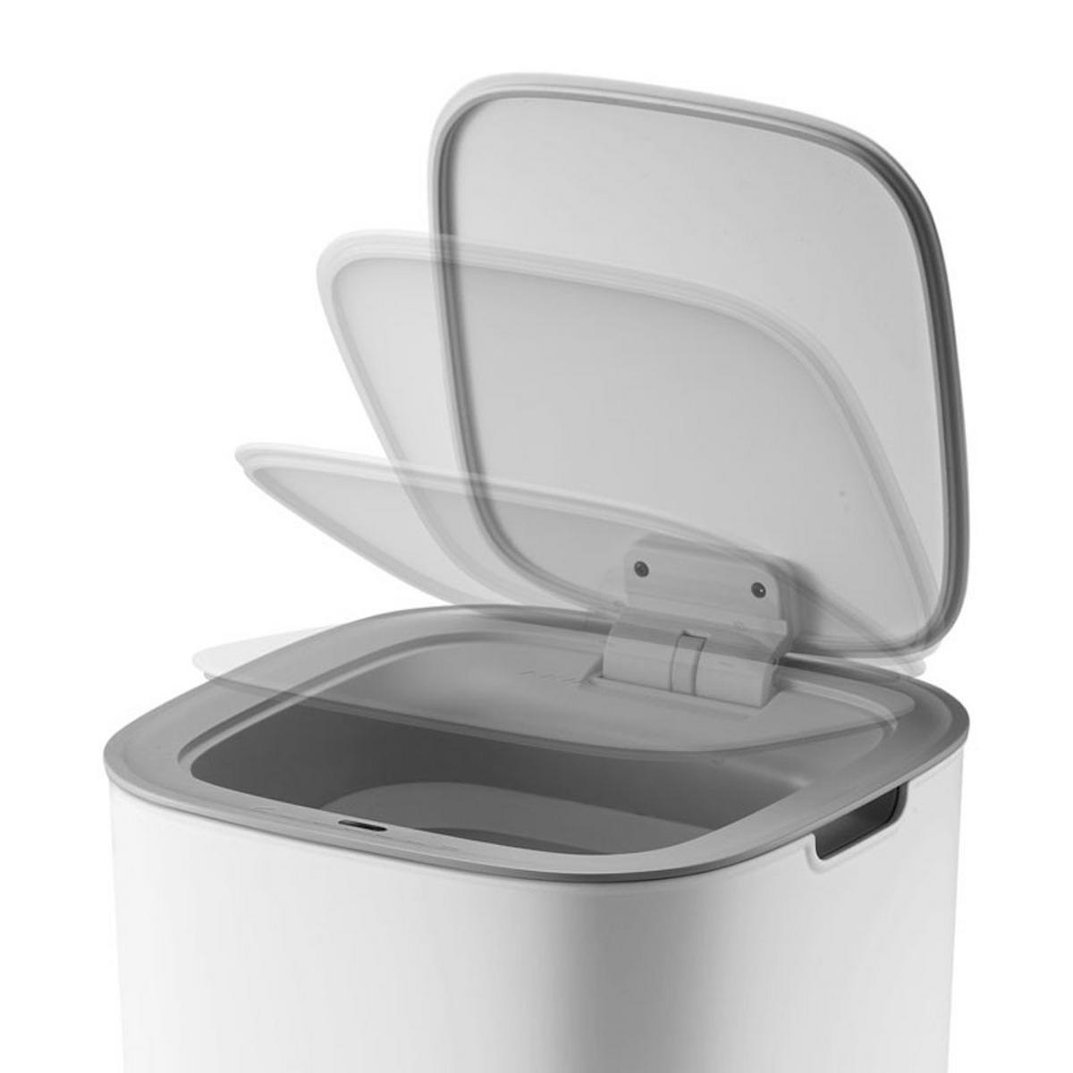 MÜLLEIMER Moderner Quadratischer Mit Smart Sensor 30 Liter 59 x 27 x 27 cm Weiß - Weiß, Metall (27.1/59.1/27.1cm) - PROREGAL