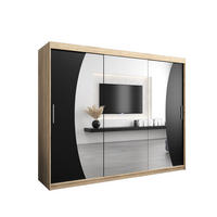 SCHWEBETÜRENSCHRANK 200/250/62 2-türig - Silberfarben/Schwarz, Holz/Kunststoff (250/200/62cm) - Abiks Möbel