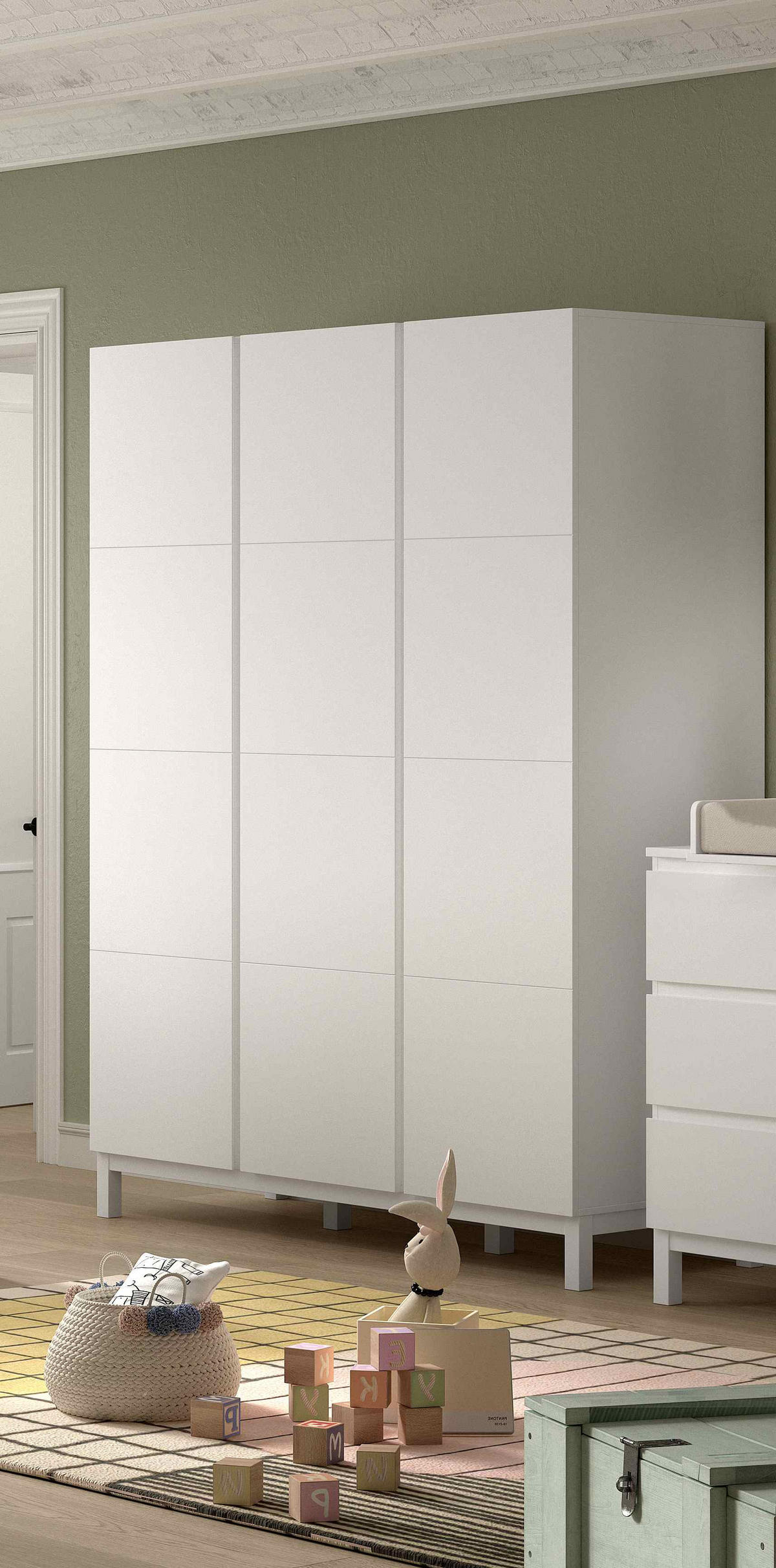 KLEIDERSCHRANK MDF Kiefer weiß 3 Türen Wäscheinteilung robust stabil - Weiß, Holz (149/196/58cm) - 58aufmkessel