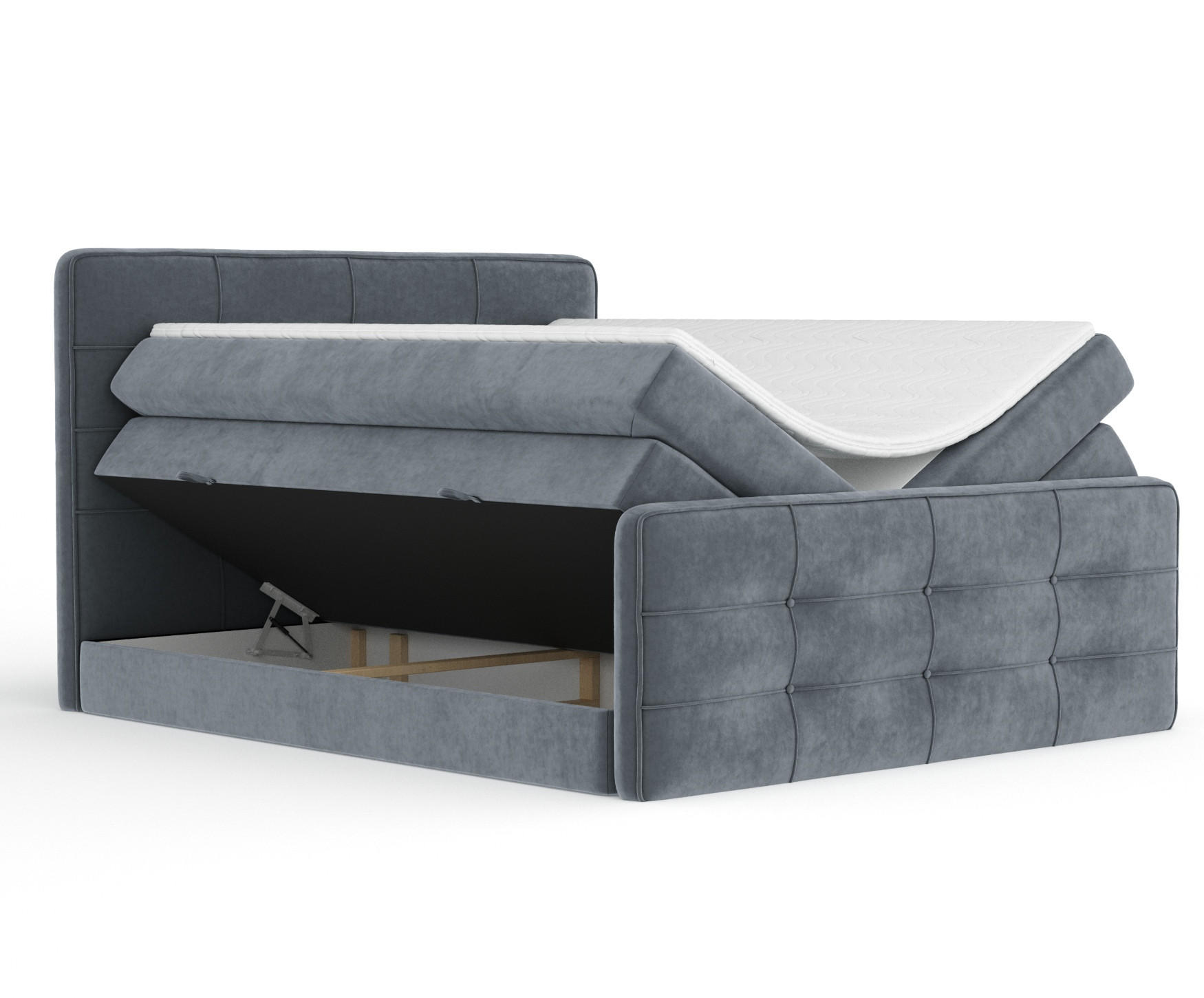 BOXSPRINGBETT Semplice Grau 140/200 cm - Schwarz/Grau, Holz/Holzwerkstoff (140/200cm) - Maison de Reve