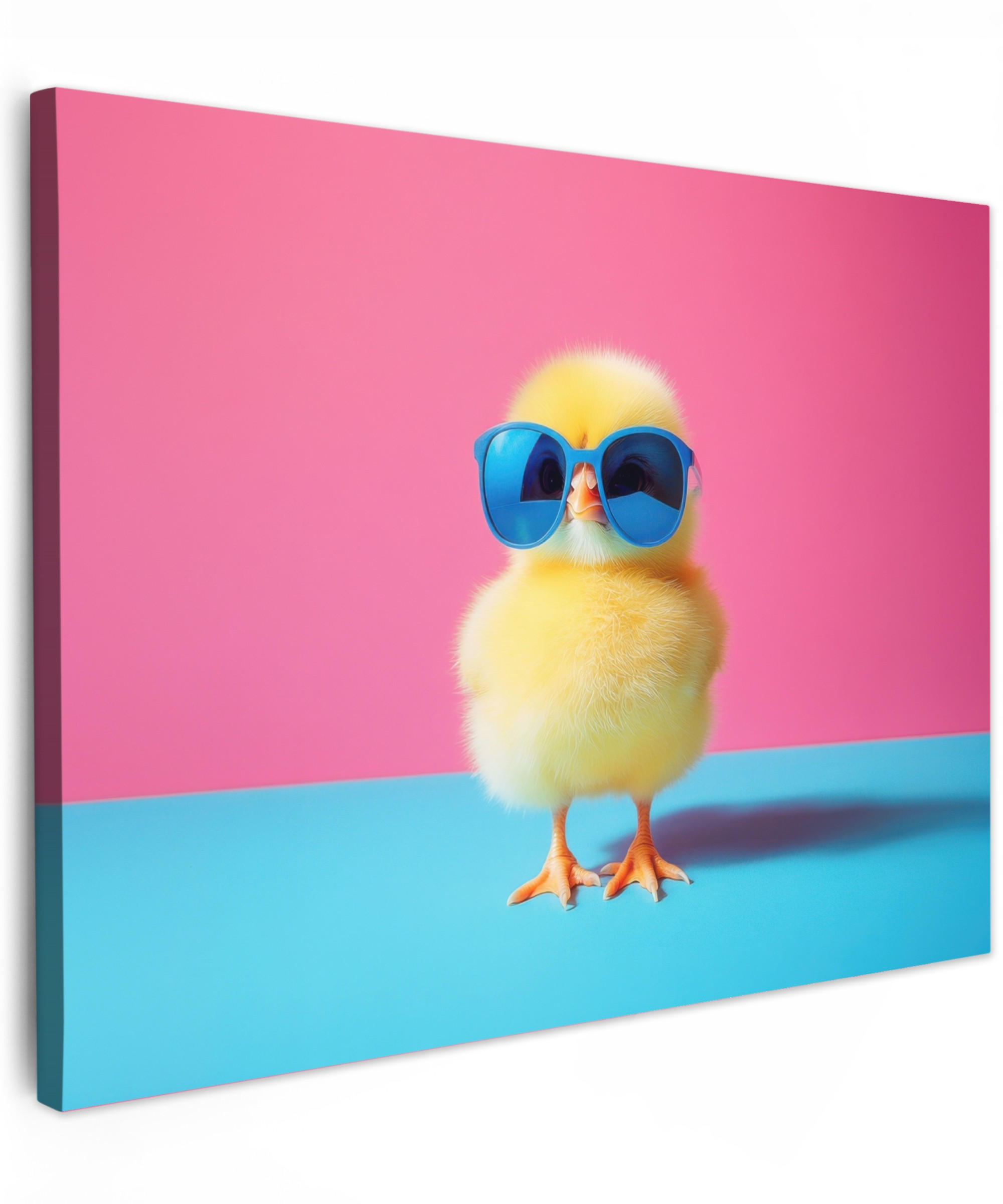 MuchoWow OBRAZ NA PLÁTNĚ Chick - Sluneční brýle - modré 80x60 cm