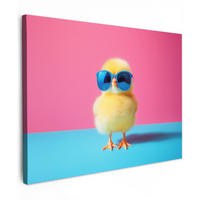 LEINWANDBILD Chick - Sonnenbrille - Blau Wandbild 40x30 cm - Pink/Gelb, Textil (40/30cm) - MuchoWow