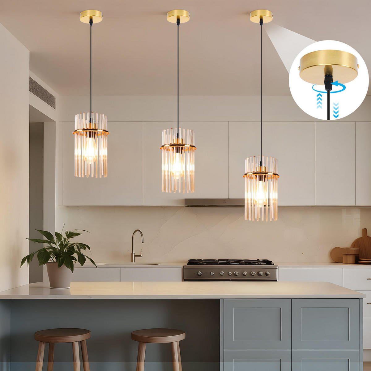 PENDELLEUCHTE Liora 16/10/150 cm - Goldfarben, Metall (16/10/150cm) - ZMH