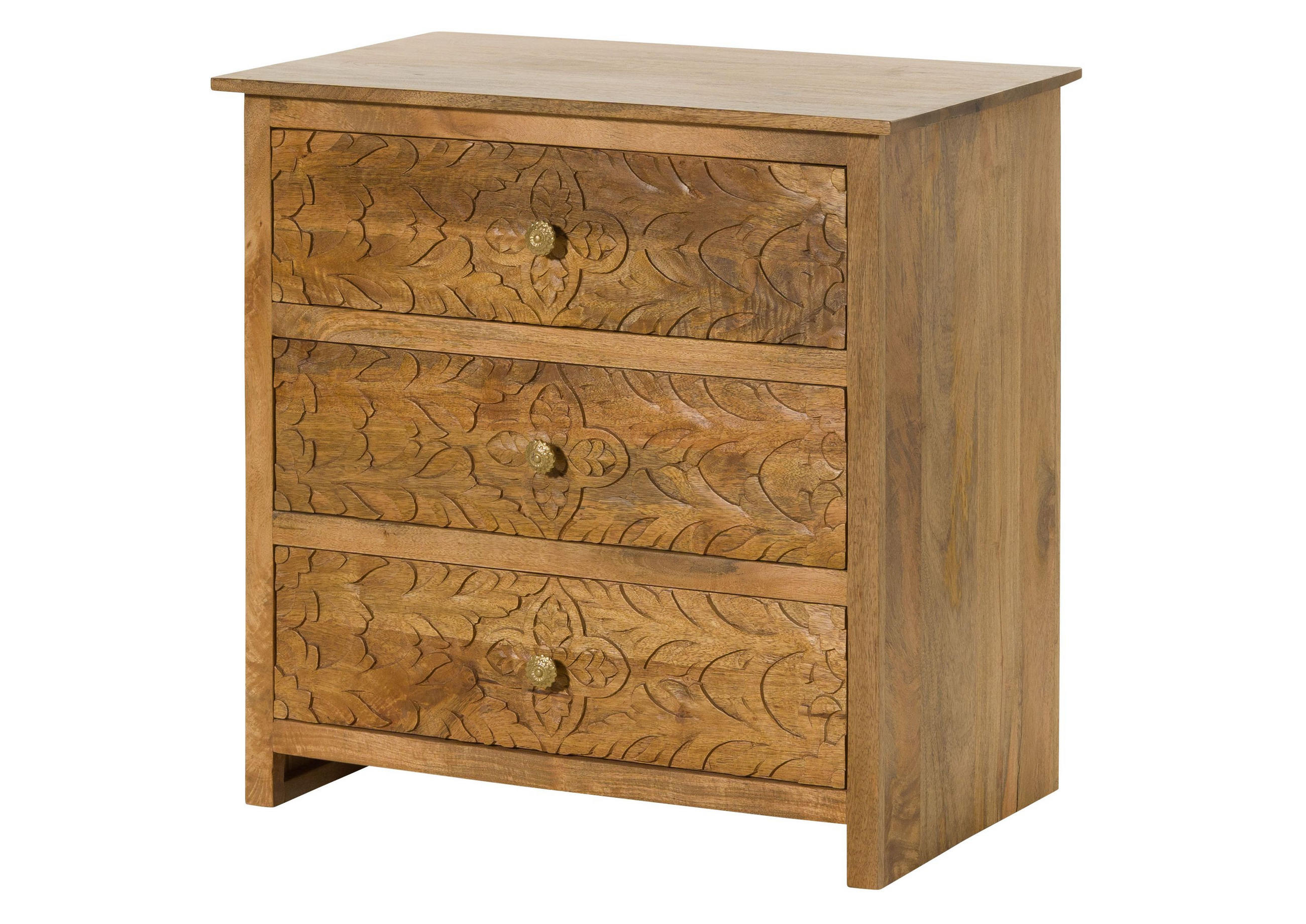 KOMMODE Mango 80x48x78 natur lackiert KASHMIR #107 - Braun, Holz (80/78/48cm) - Massivmoebel24
