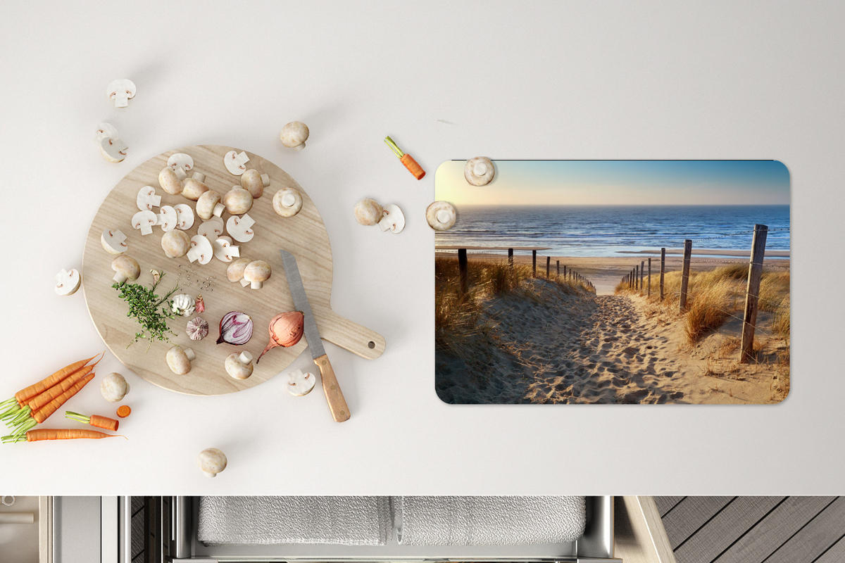 PLATZSETS 6er-Set Strand - Meer - Niederlande - Dünen - Sonne Abwaschbar 45x30 cm - Blau, Kunststoff (0.3/45/30cm) - MuchoWow