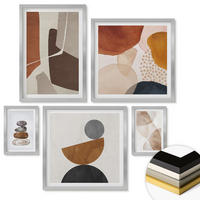WANDBILDER 5er Set - 50x50 cm & 20x30 cm & 40x60 cm Silberner Rahmen - Abstrakte Malerei Dekorationen - Silberfarben, Kunststoff (40/60cm) - ArtPrintCave