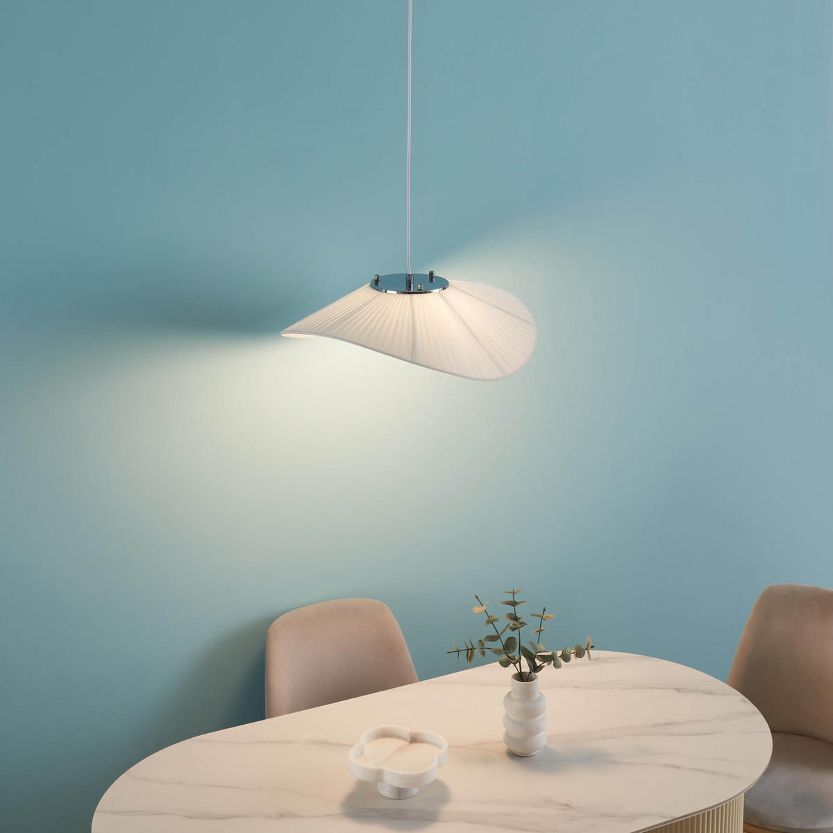 HÄNGELEUCHTE Odalia, Weiß/Silber, 15cm - Silberfarben, Glas (15/50/15cm) - KOSILUM