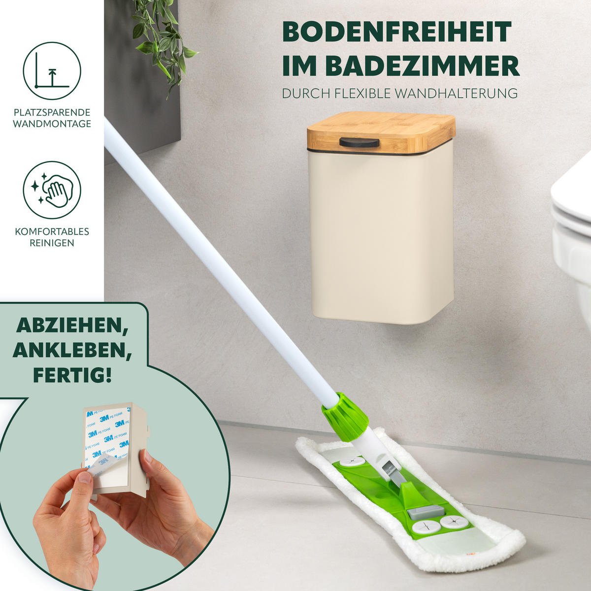 WAND-KOSMETIKEIMER 3 L, eckig, beige - Beige, Metall (16/24/23cm) - bremermann