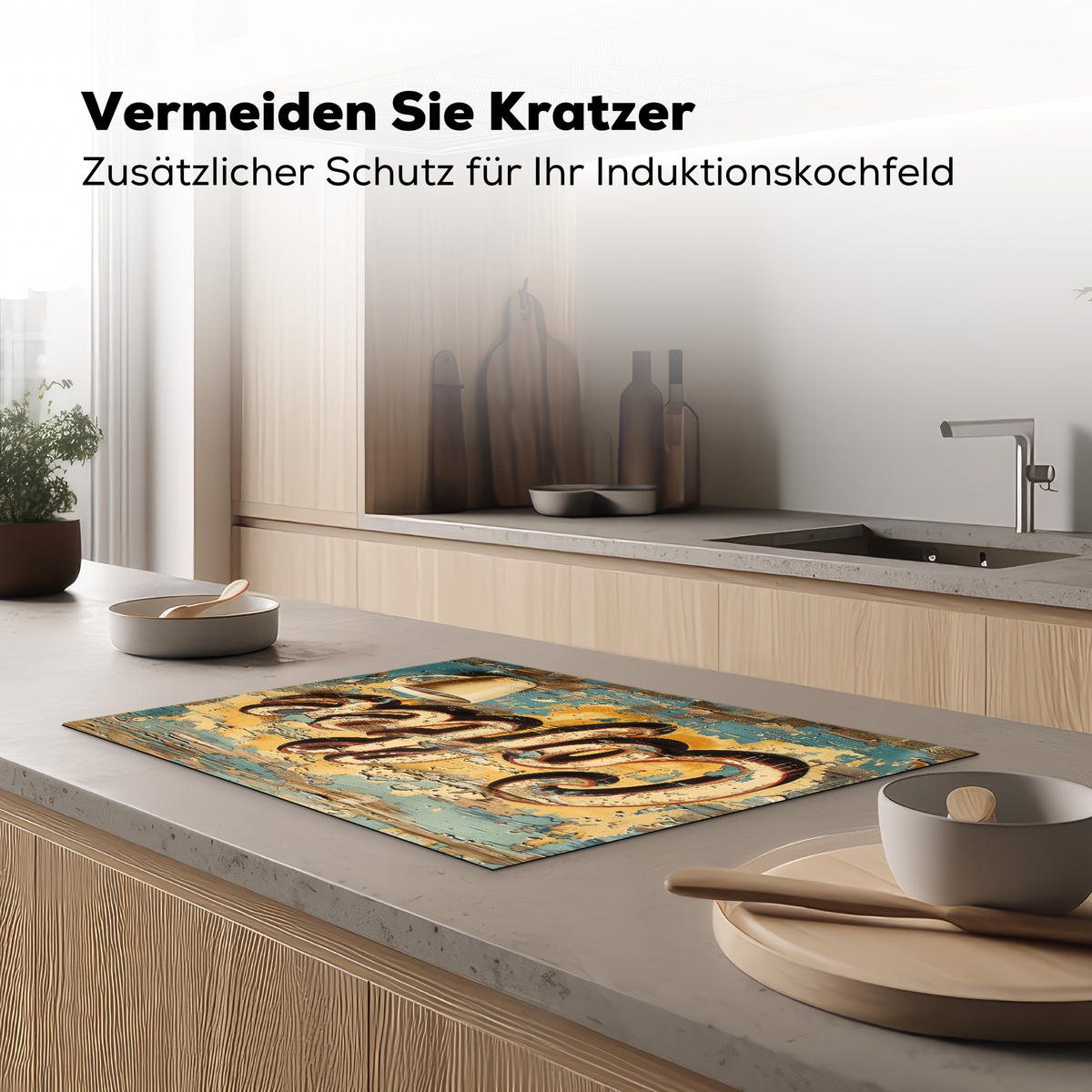 HERDABDECKPLATTE Kaffee - Vintage - Braun - Tasse 75x52 cm - Teakfarben, Kunststoff (75/0.2/52cm) - MuchoWow