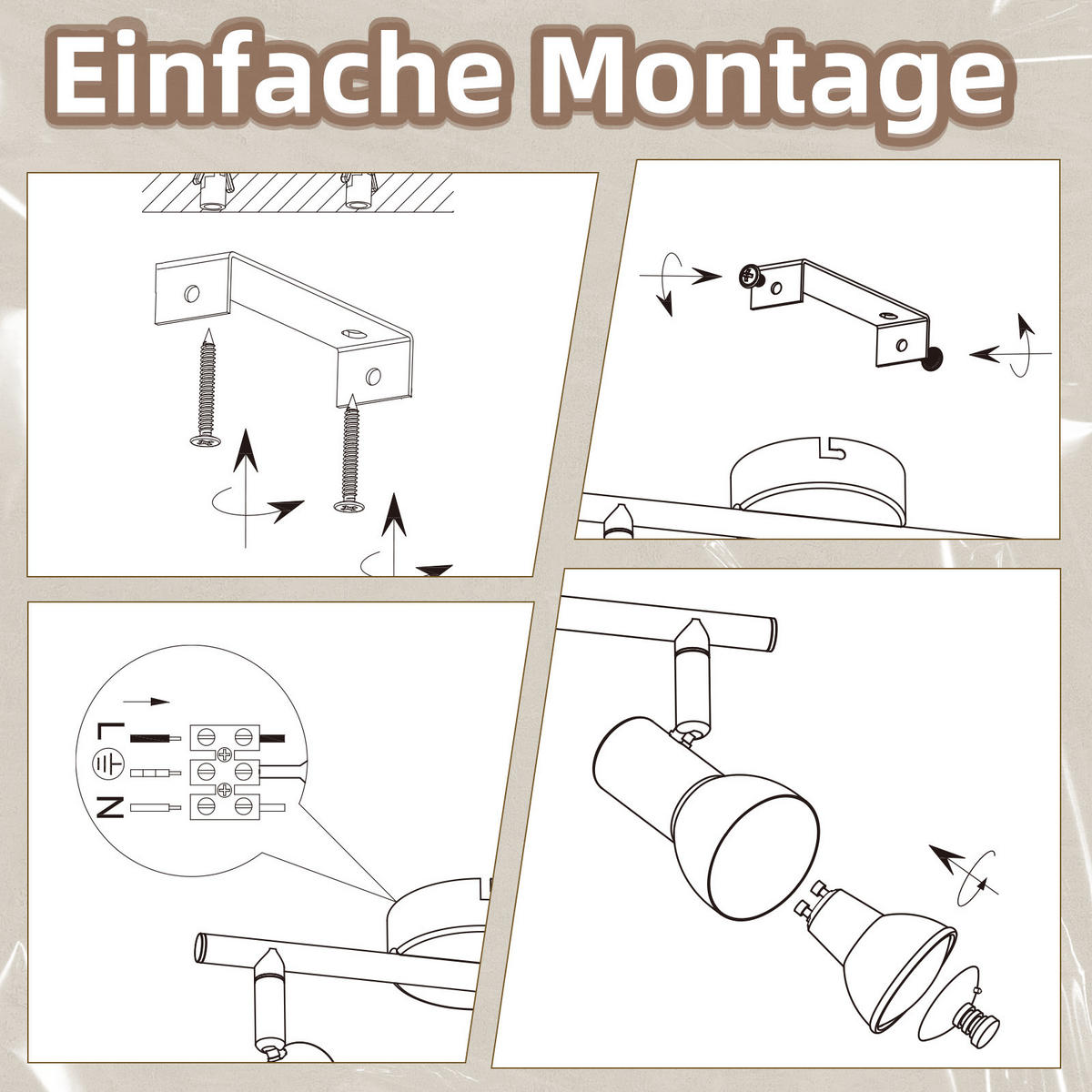 STRAHLER 3 Flammig-GU10 8*15.5*42.5 - Schwarz, Metall (42.5/8/15.5cm) - ZMH